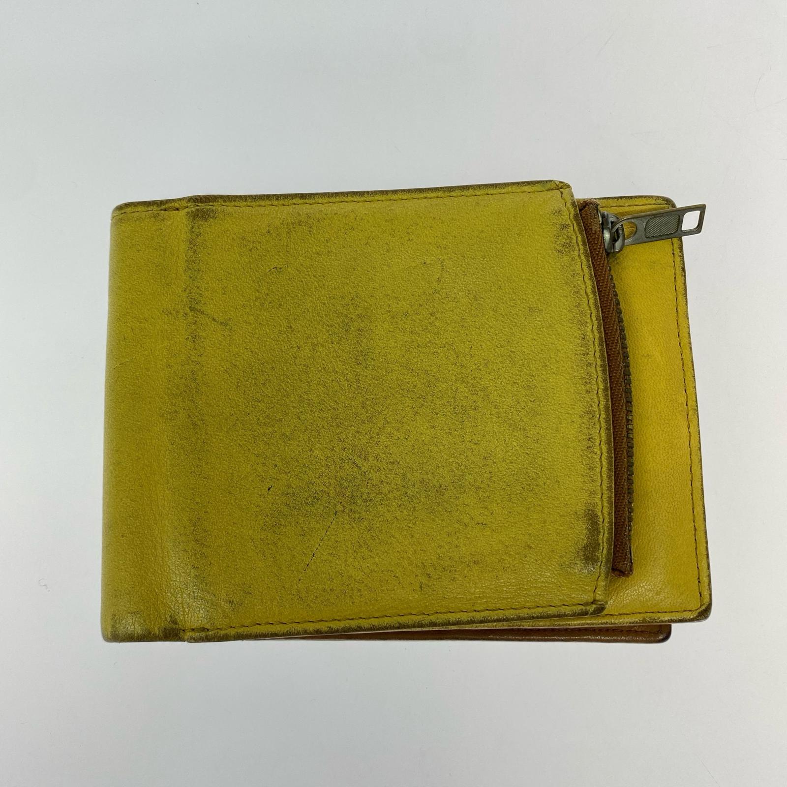 コンパクトウォレット 4stitch bi-fold leather wallet yellow イエロー