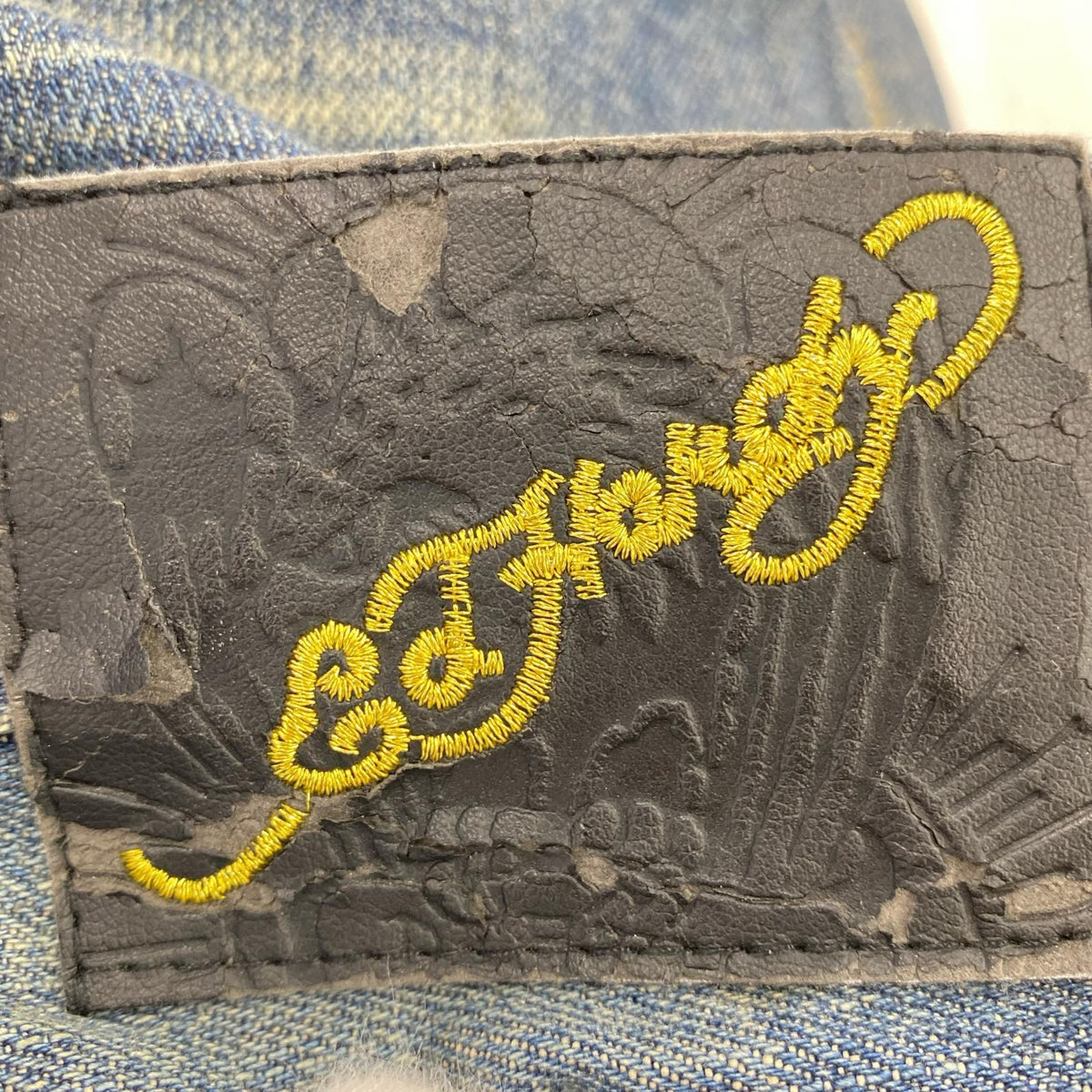 デニムパンツ 刺繍 ダメージ 36 ブルー