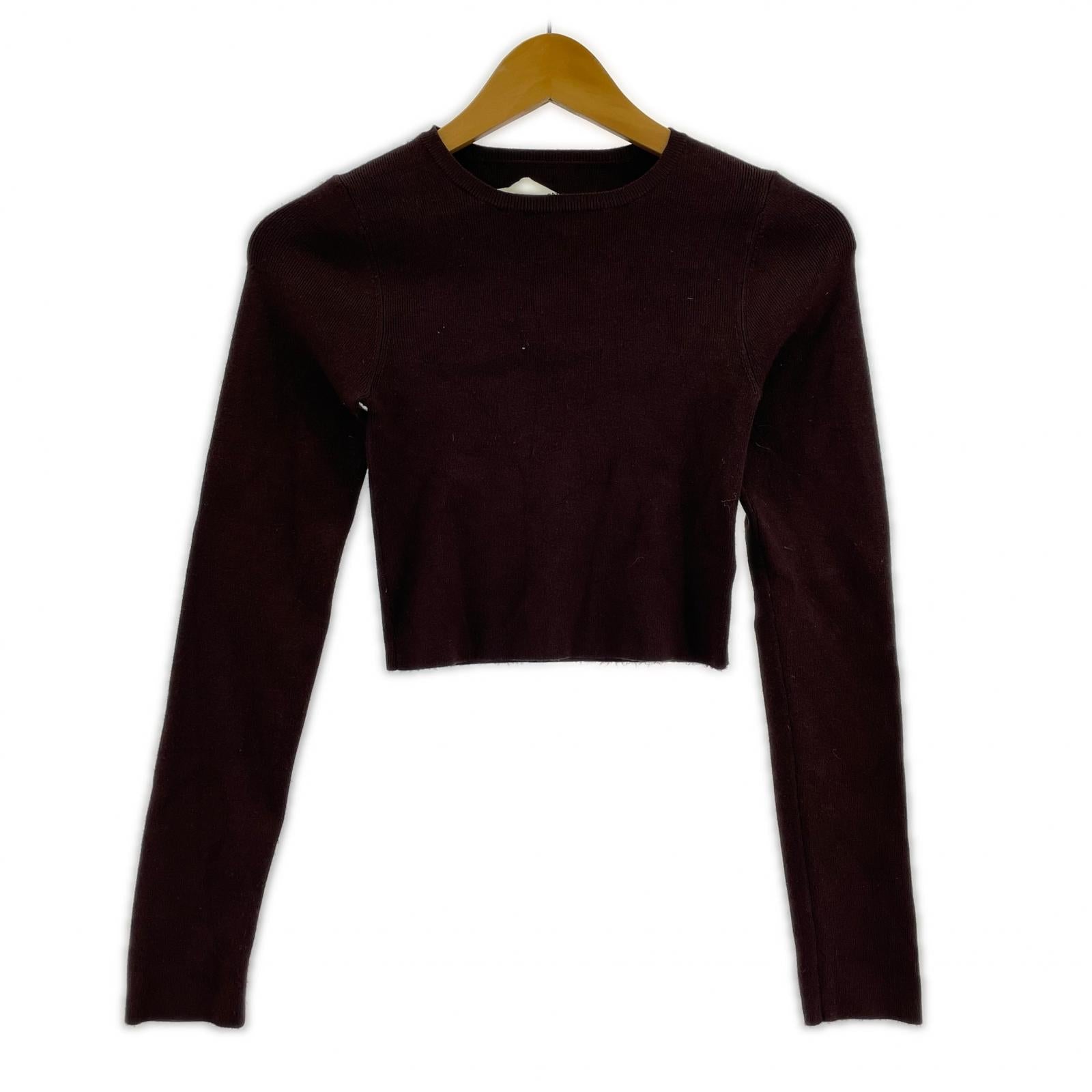 ニット Cropped Smooth Knit ブラウン
