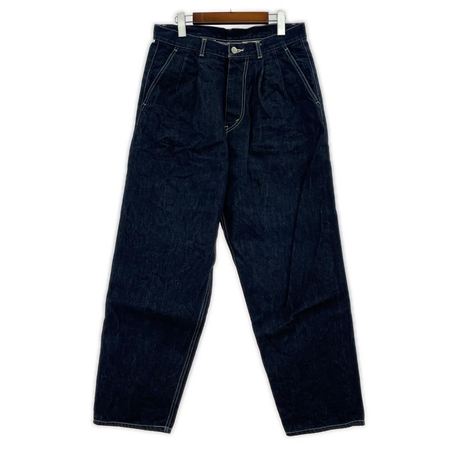 デニムパンツ Selvage Denim Two Tuck Tapered Pants 2 ネイビー