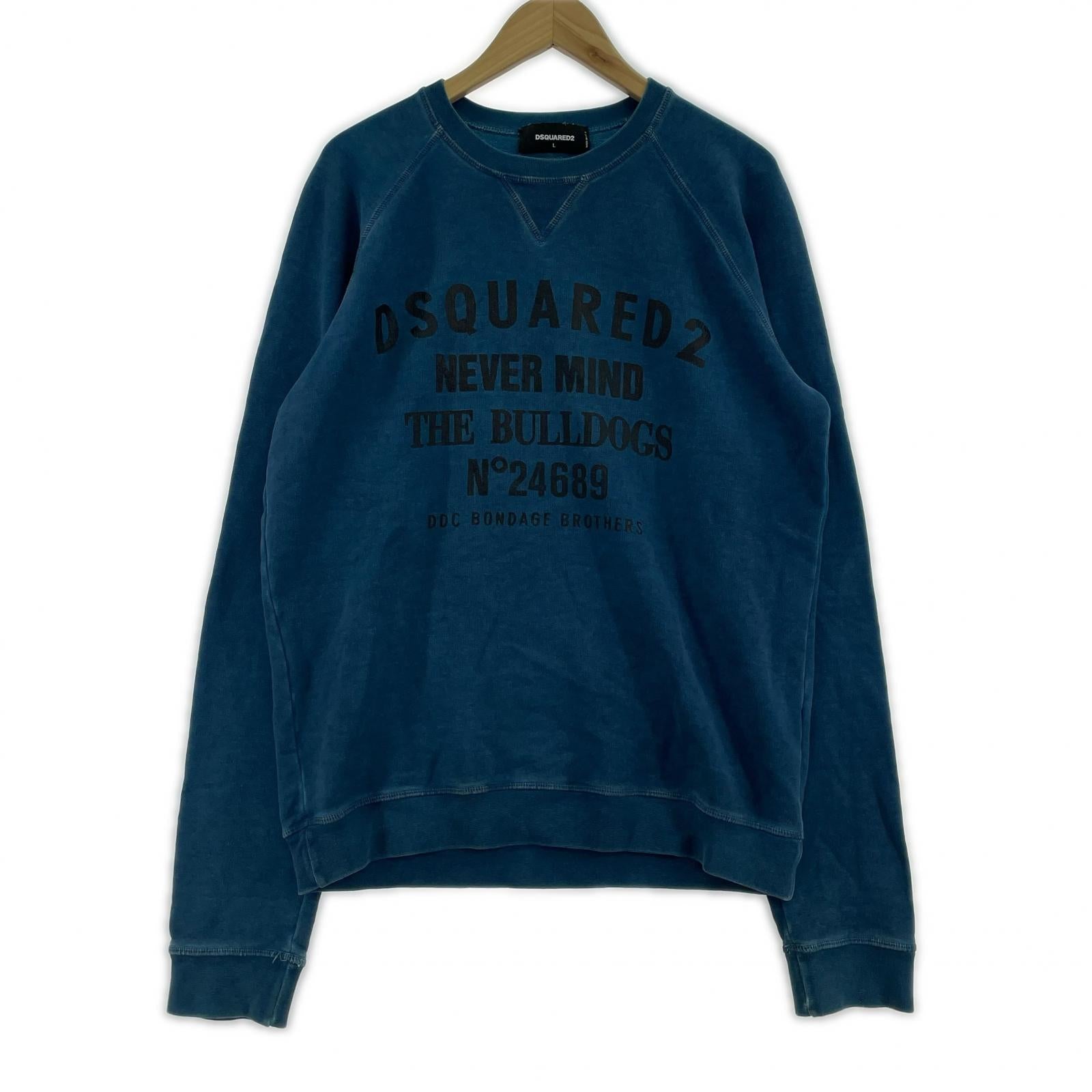 スウェット 16AW クラック加工 後染めスウェット L ブルー