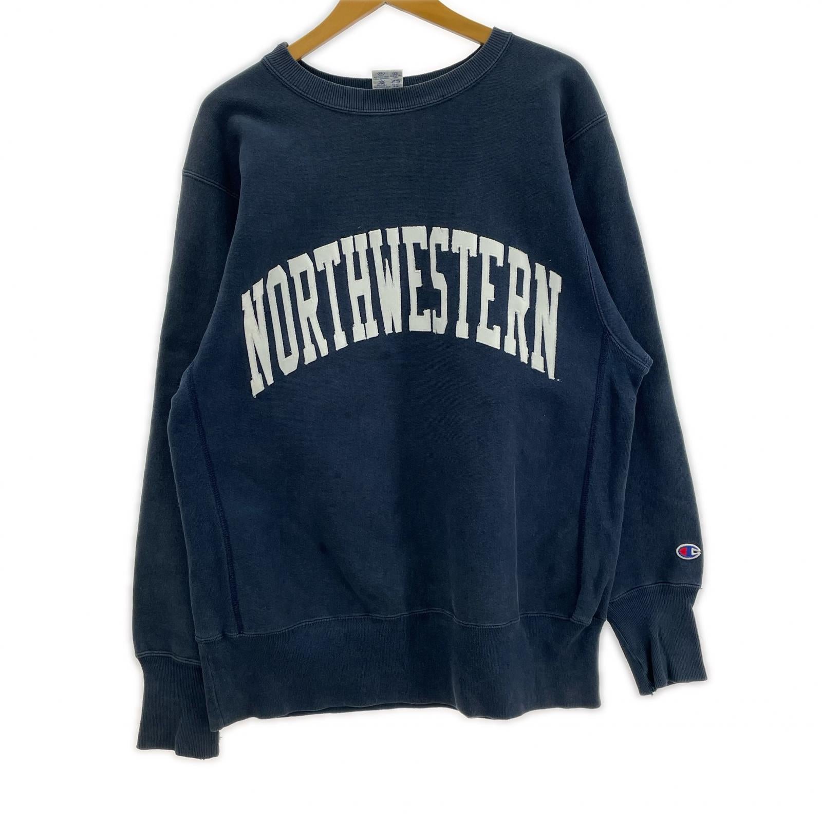スウェット 刺繍タグ northwestern ネイビー L ネイビー
