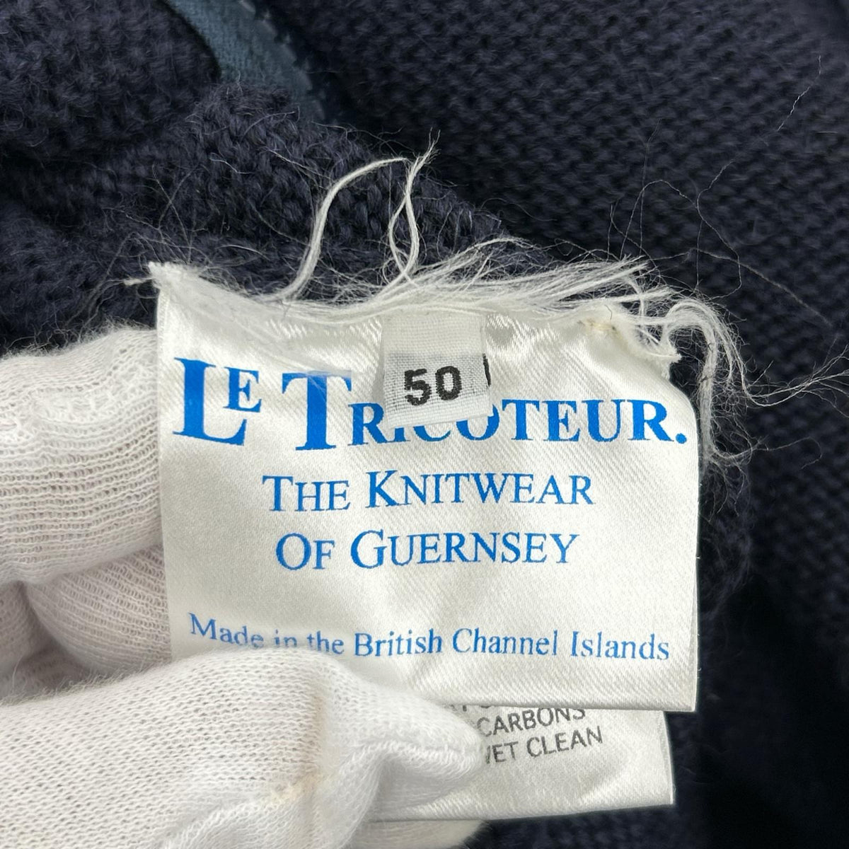 ジャケット LE TRICOTEUR. ZIP UP GUERNSEY SWEATER 50 ネイビー