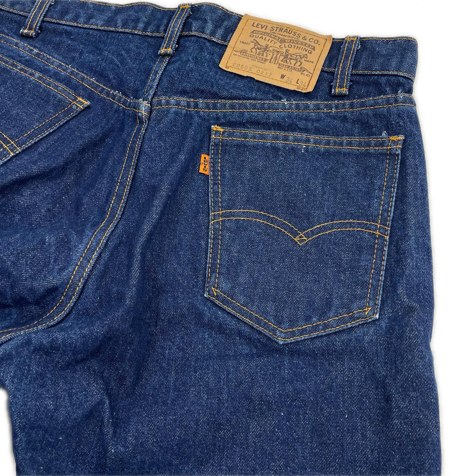 デニムパンツ 80s 20505-0217 ｵﾚﾝｼﾞﾀﾌﾞ 濃紺 実寸W34 ブルー
