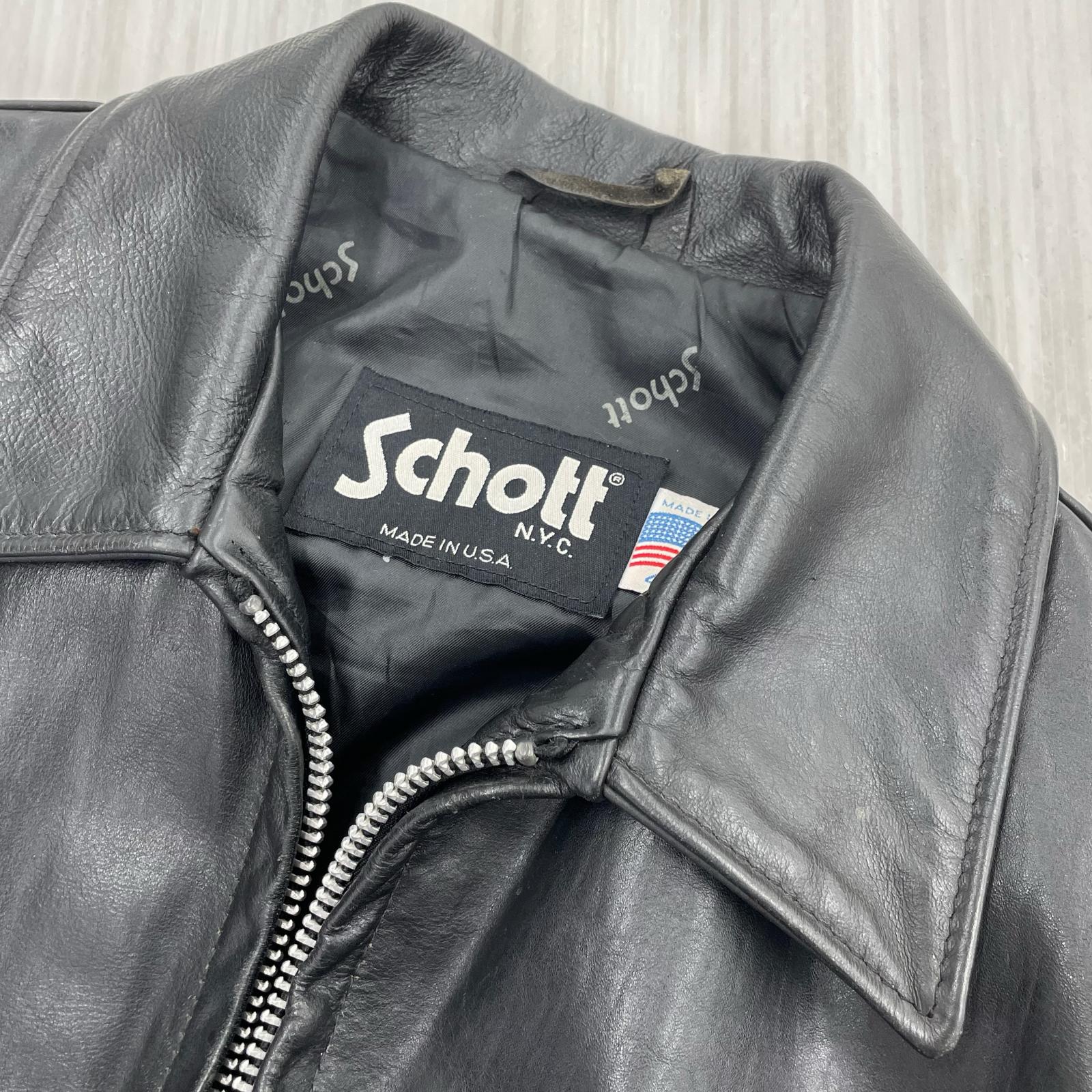 レザージャケット schott レザー シングル トラッカージャケット 40 黒 40 ブラック