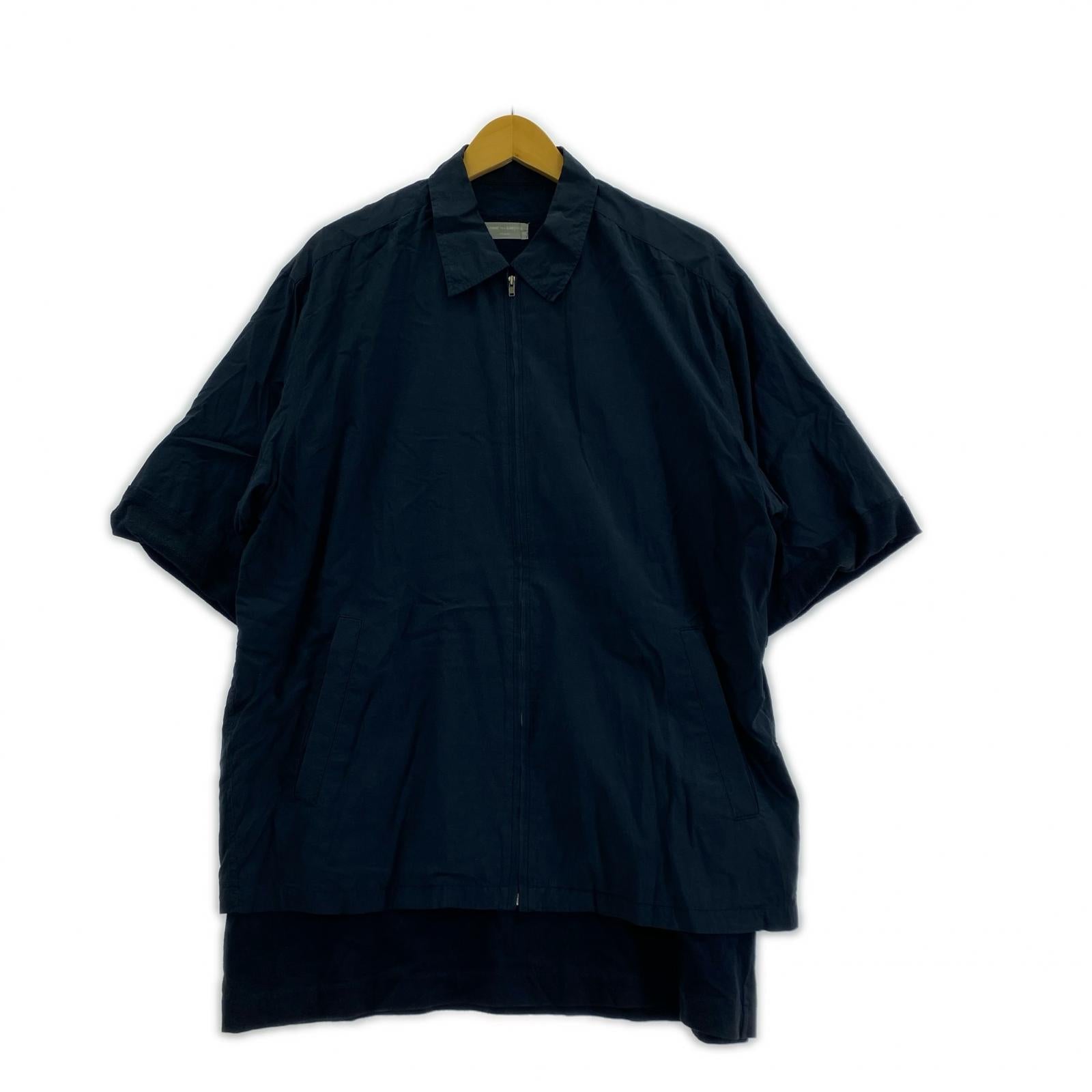 半袖シャツ COMME des GARCONS HOMME 銀タグ 田中オム キュプラ×コットン ドッキングS/Sシャツジャケット ネイビー ネイビー