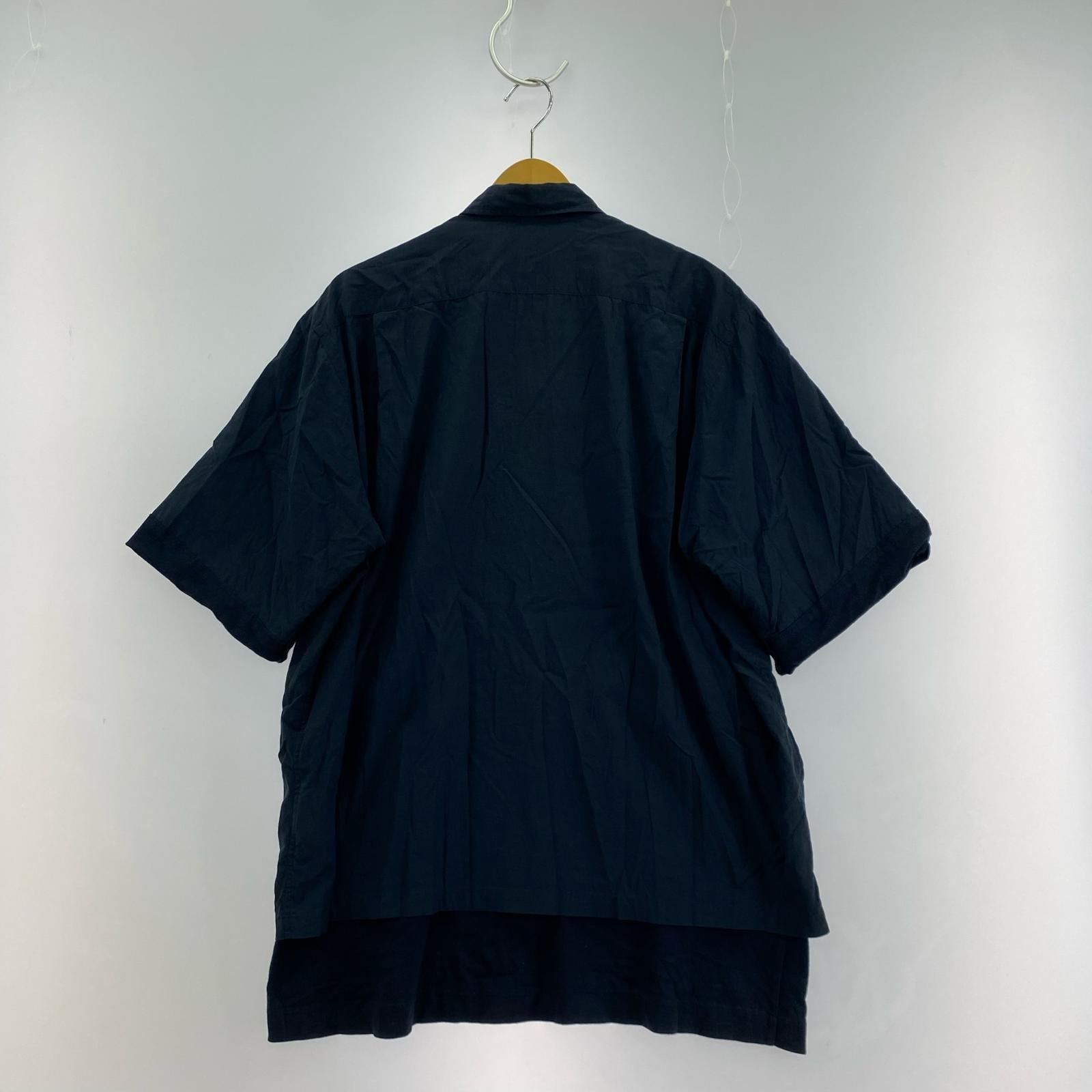 半袖シャツ COMME des GARCONS HOMME 銀タグ 田中オム キュプラ×コットン ドッキングS/Sシャツジャケット ネイビー ネイビー