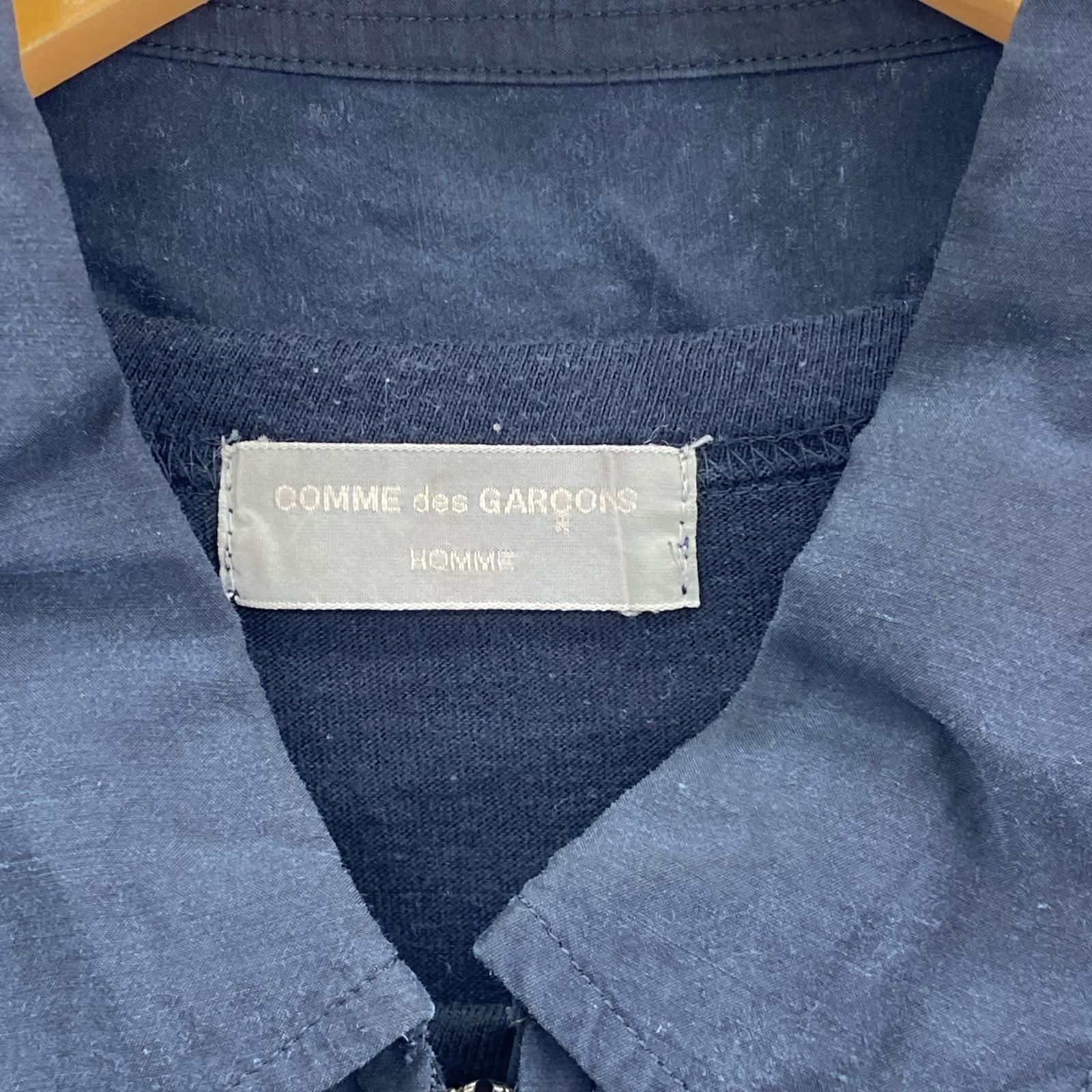 半袖シャツ COMME des GARCONS HOMME 銀タグ 田中オム キュプラ×コットン ドッキングS/Sシャツジャケット ネイビー ネイビー