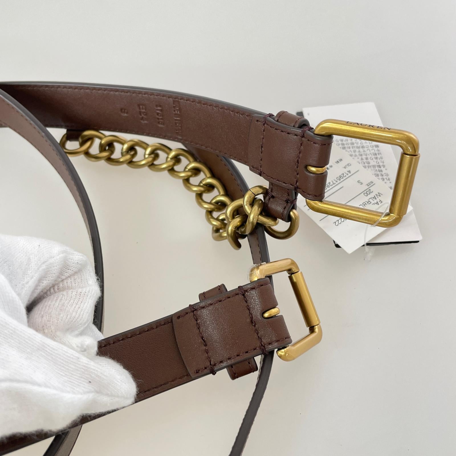 その他アクセサリー レザーベルト ロゴバックル S ブラウン