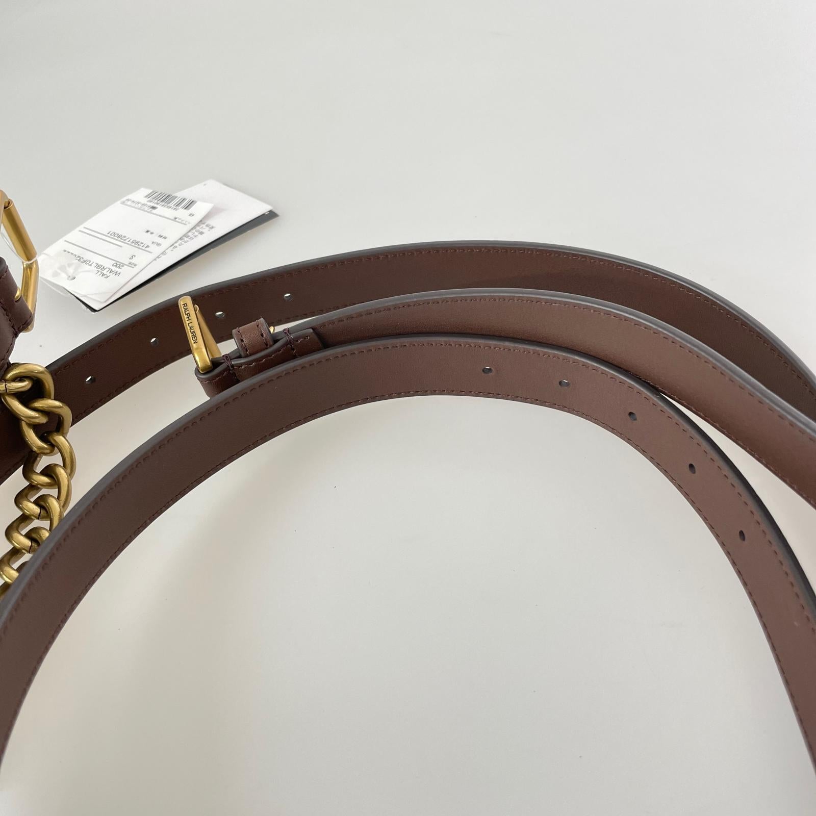 その他アクセサリー レザーベルト ロゴバックル S ブラウン