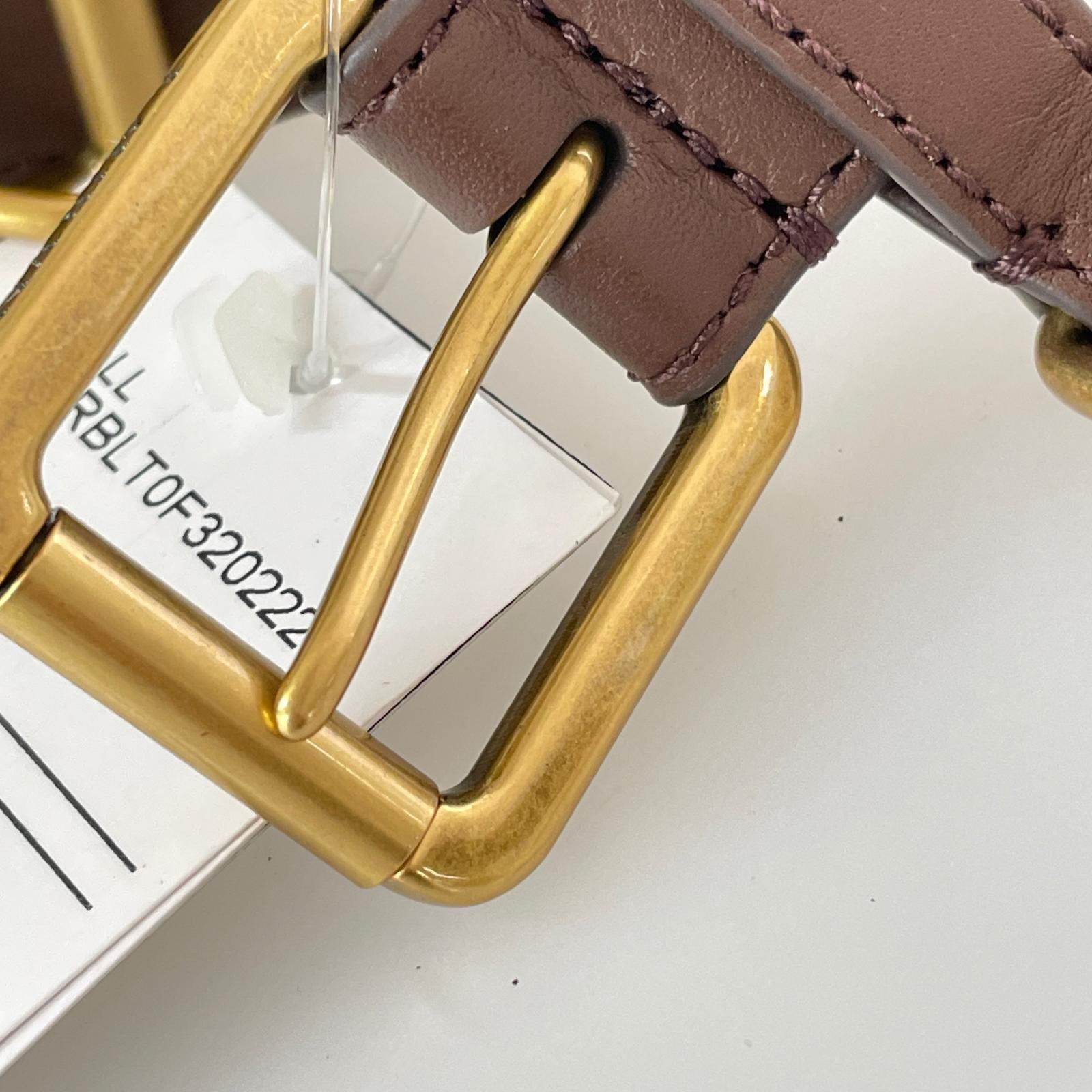 その他アクセサリー レザーベルト ロゴバックル S ブラウン