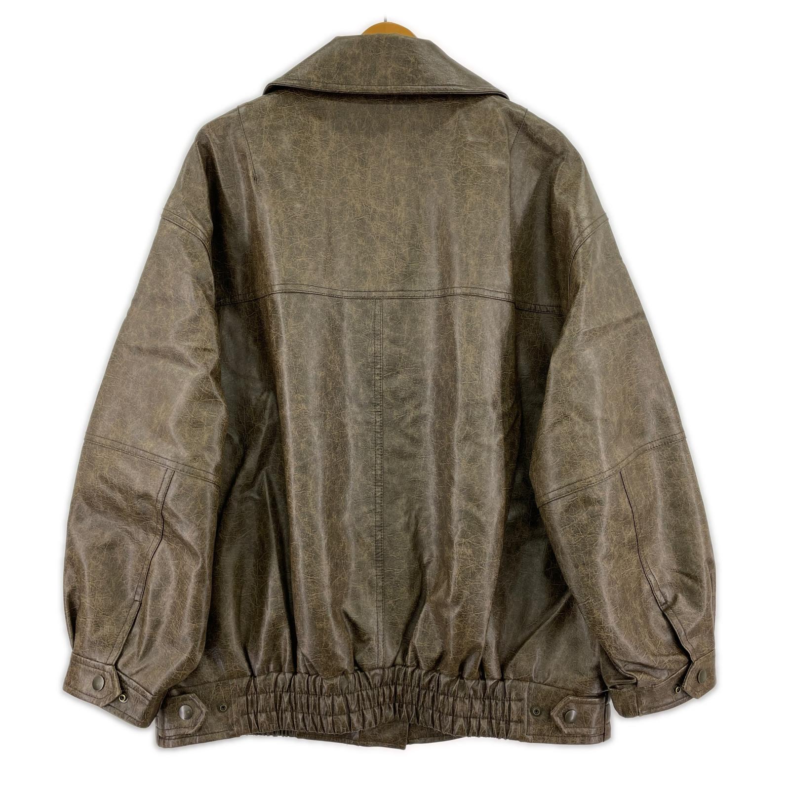 レザージャケット FAUX LEATHER OVERSIZE フリー ブラウン