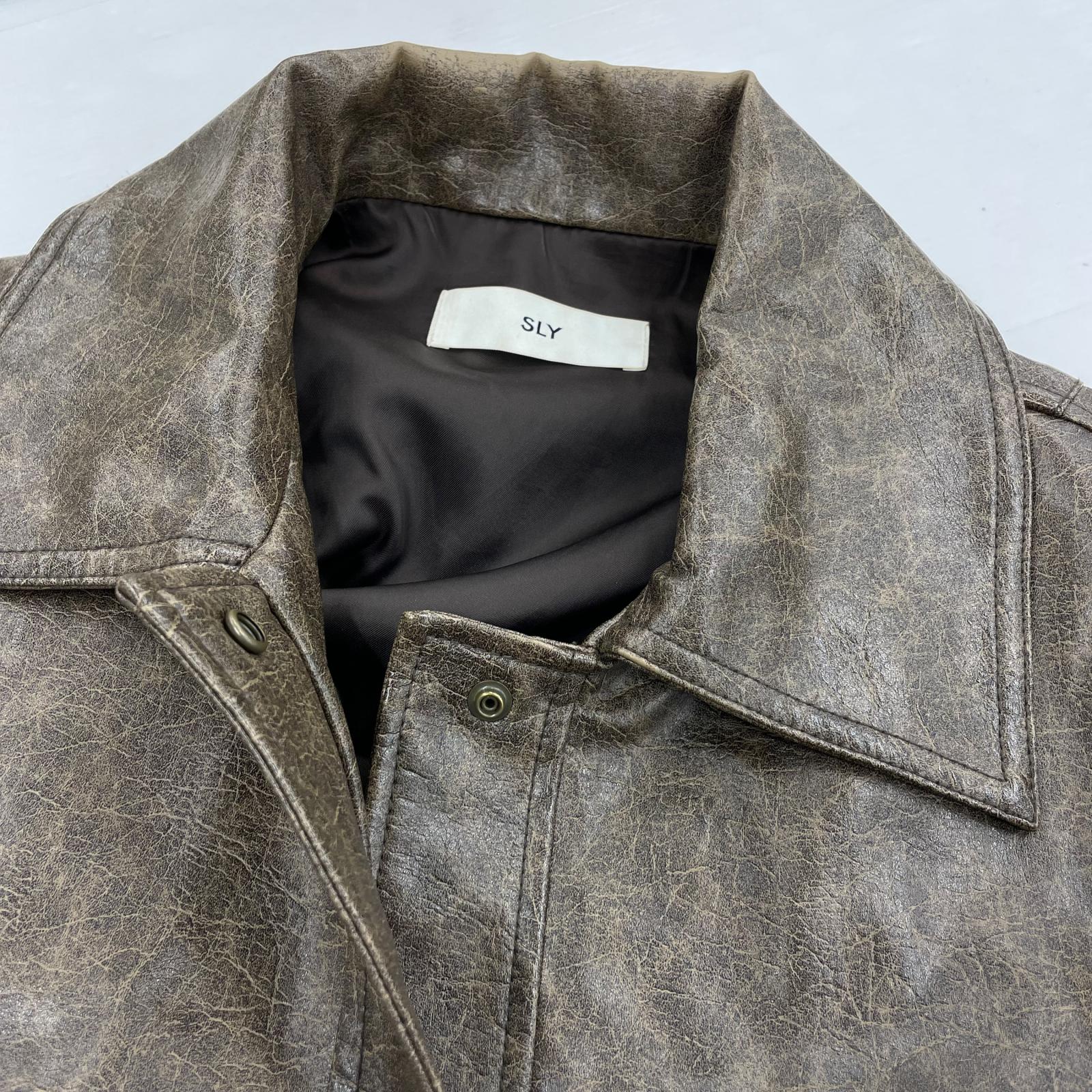 レザージャケット FAUX LEATHER OVERSIZE フリー ブラウン