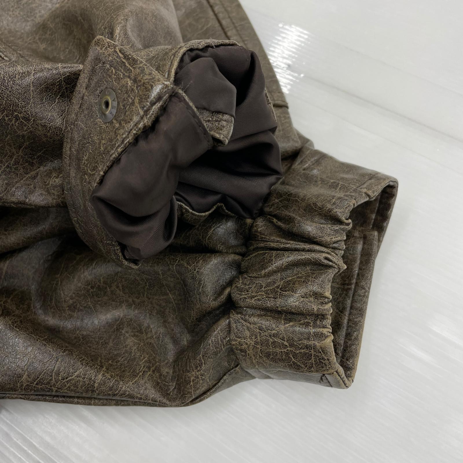 レザージャケット FAUX LEATHER OVERSIZE フリー ブラウン