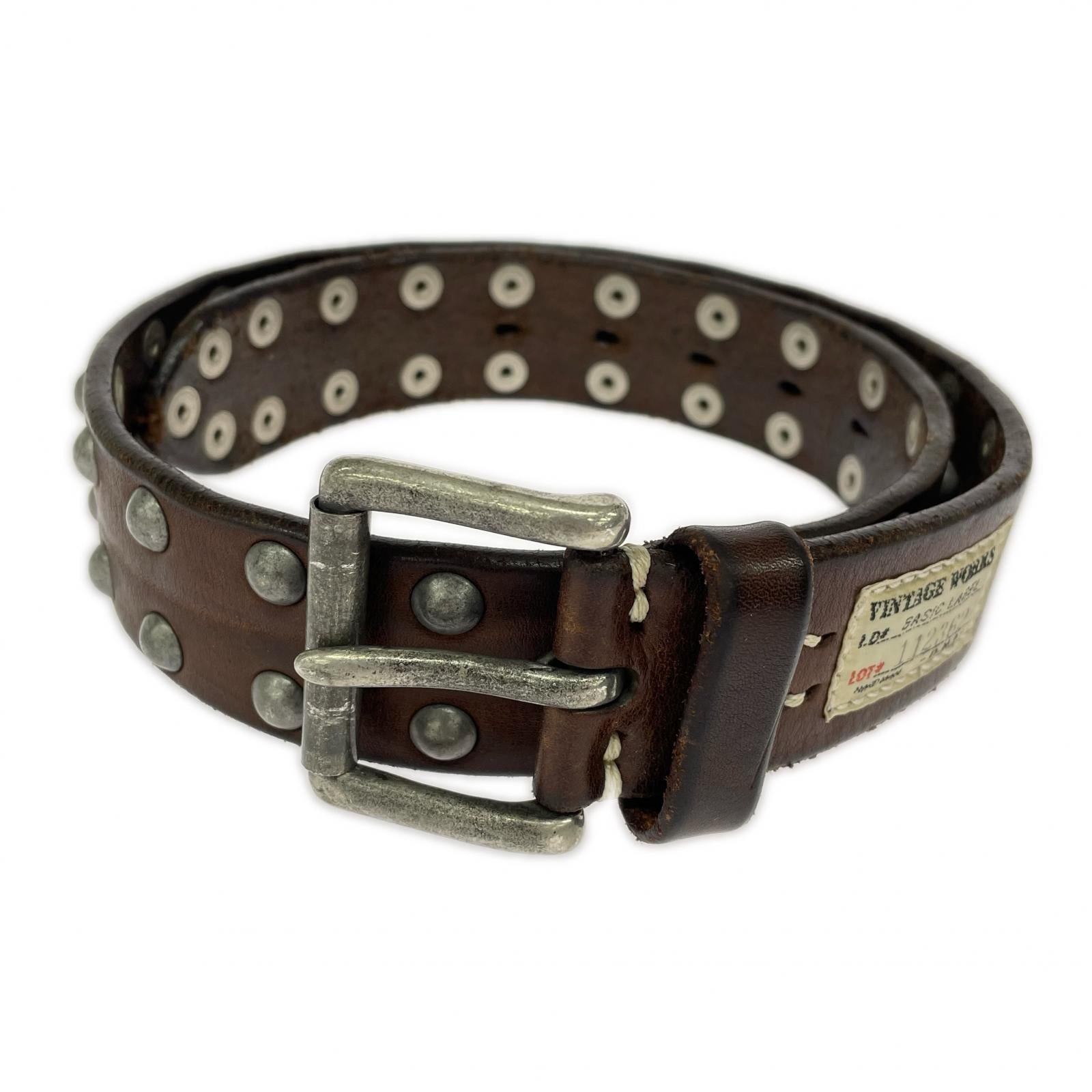 その他アクセサリー VINTAGE WORKS スタッズ レザーベルト ブラウン