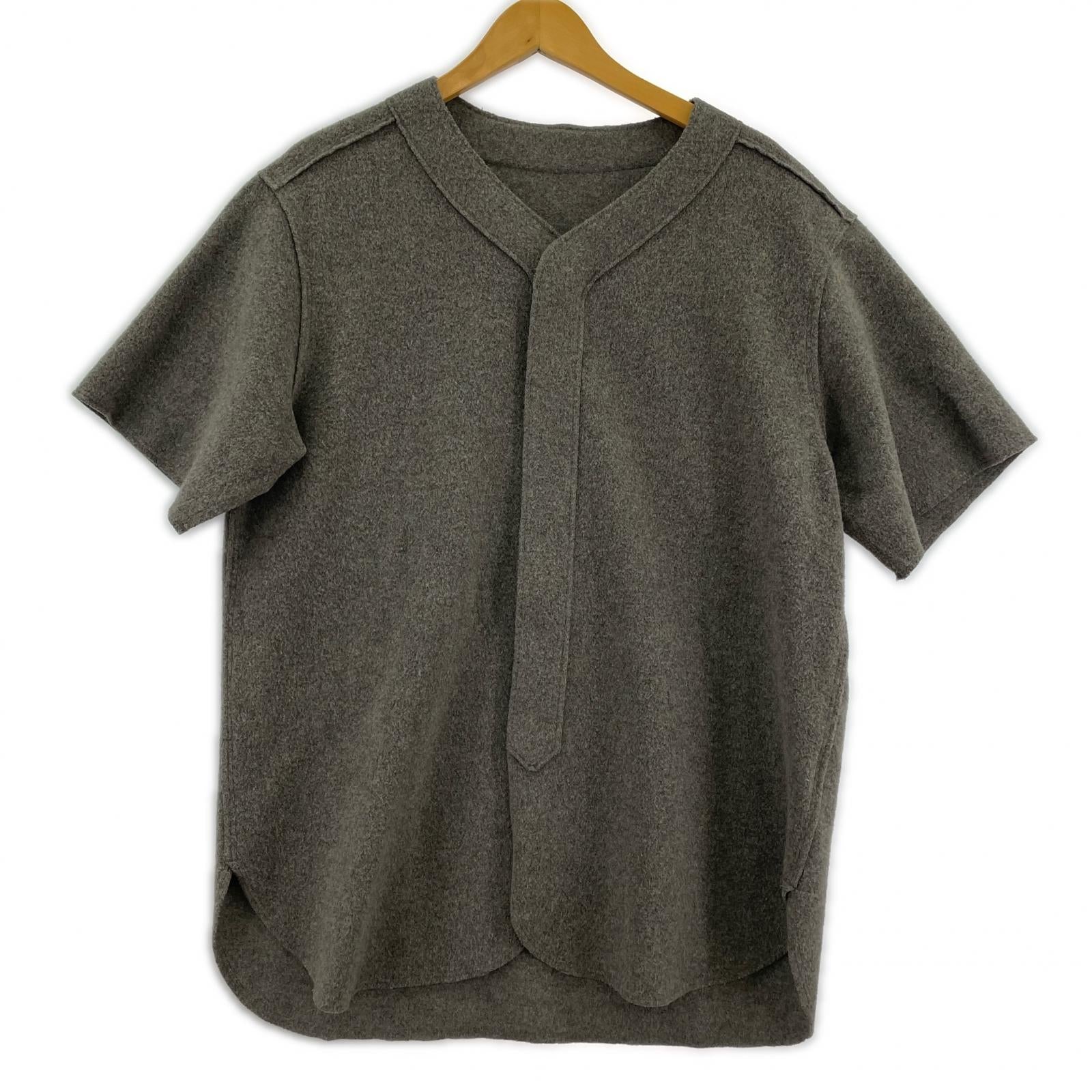 半袖シャツ スラッピンベース ウールカシミヤ ベースボールシャツ グレー