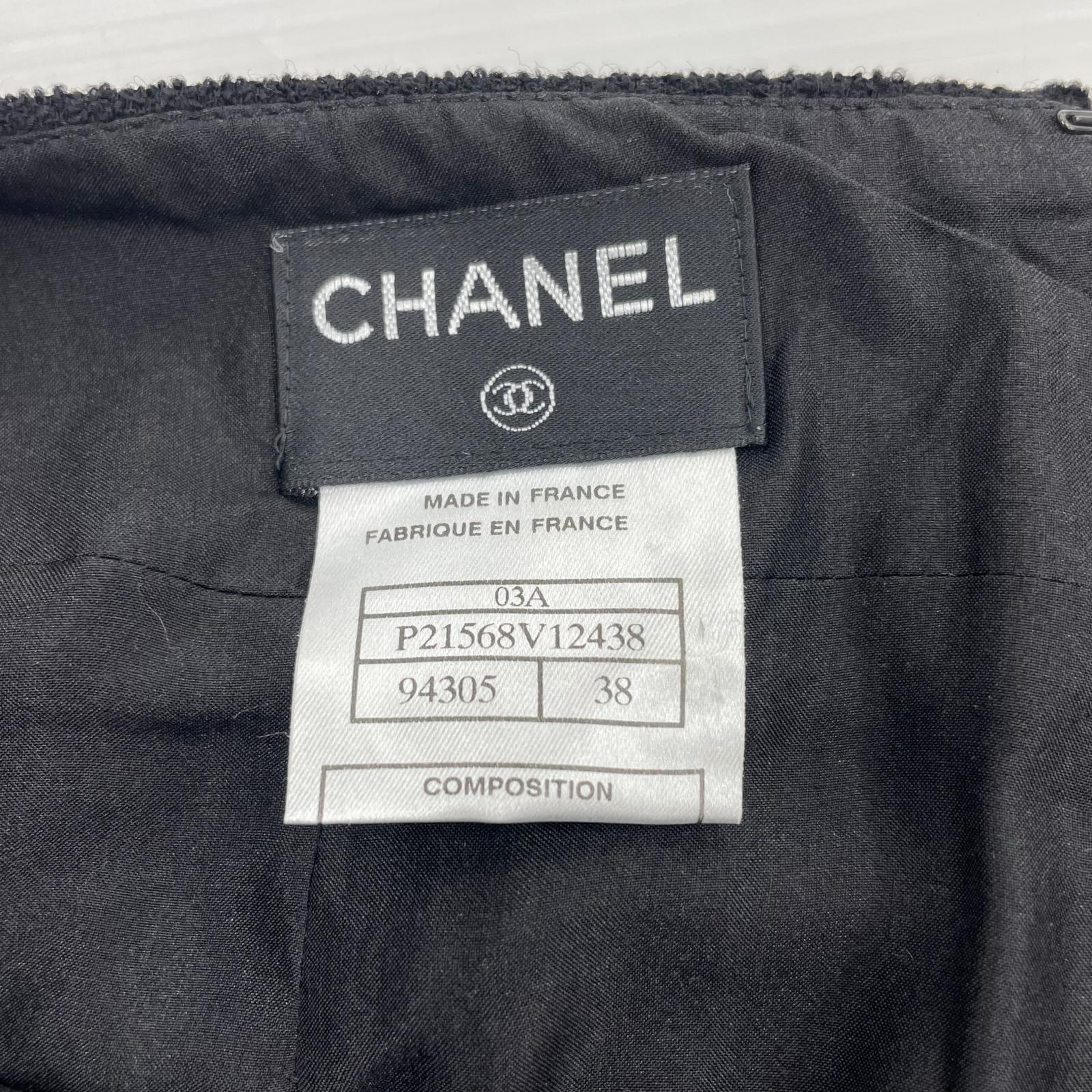 CHANEL 黒 スカート P21568V12438 38