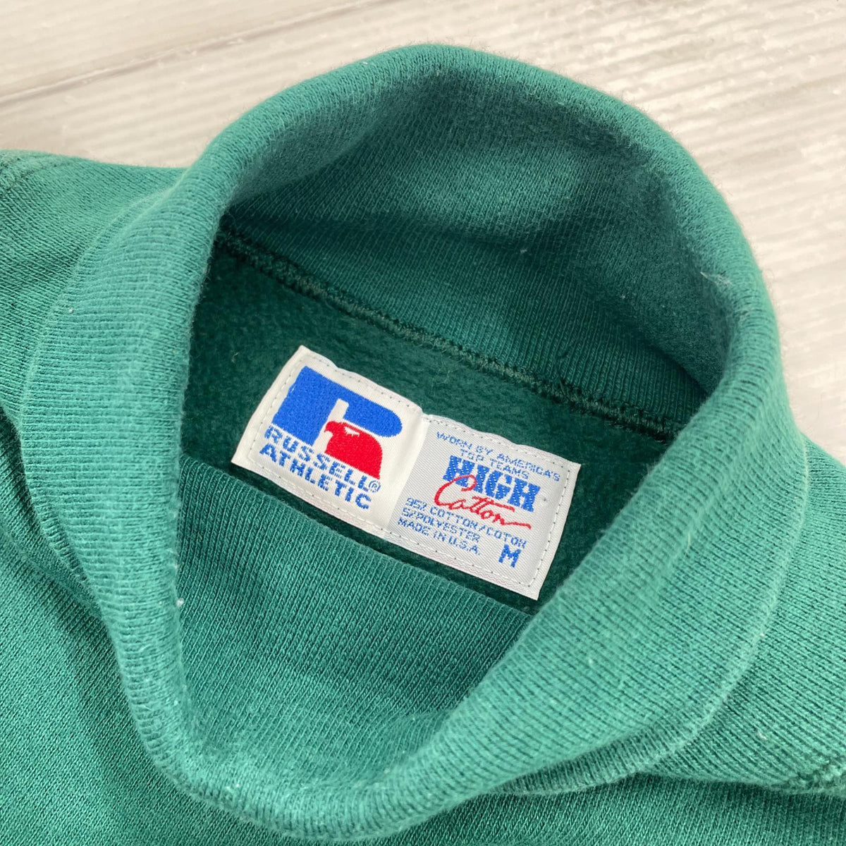 スウェット RUSSELL 90s ﾊｲﾈｯｸｽｳｪｯﾄ GRN M グリーン