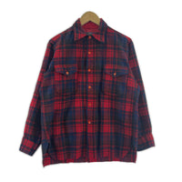 長袖シャツ 70s USA製 ウールチェックシャツ レッド