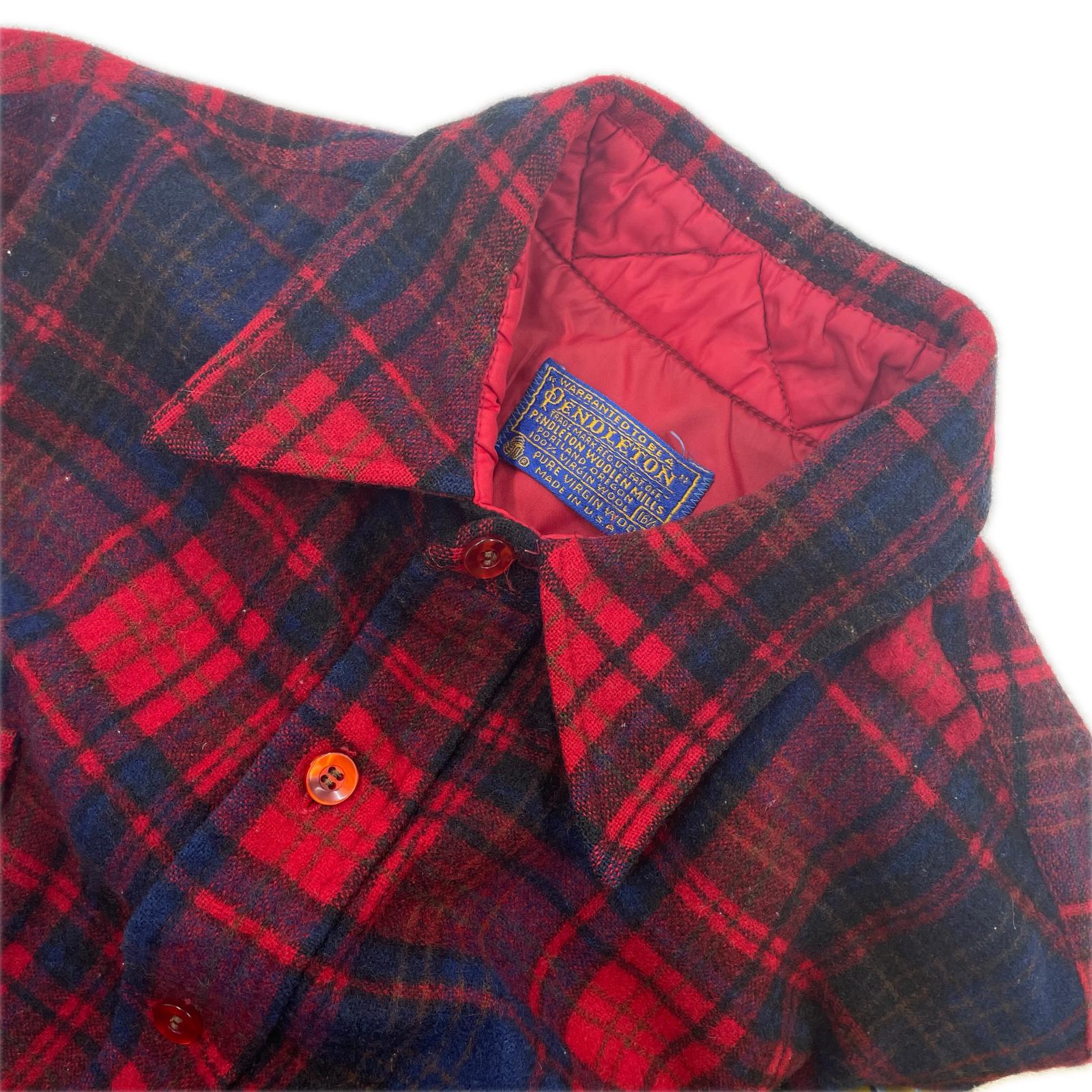 長袖シャツ 70s USA製 ウールチェックシャツ レッド