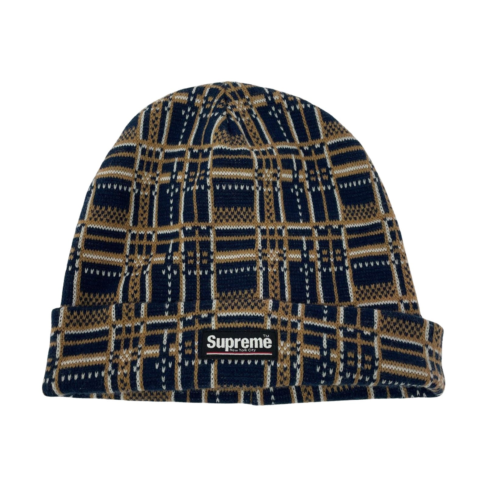 ニットキャップ 21AW Plaid Beanie ネイビー