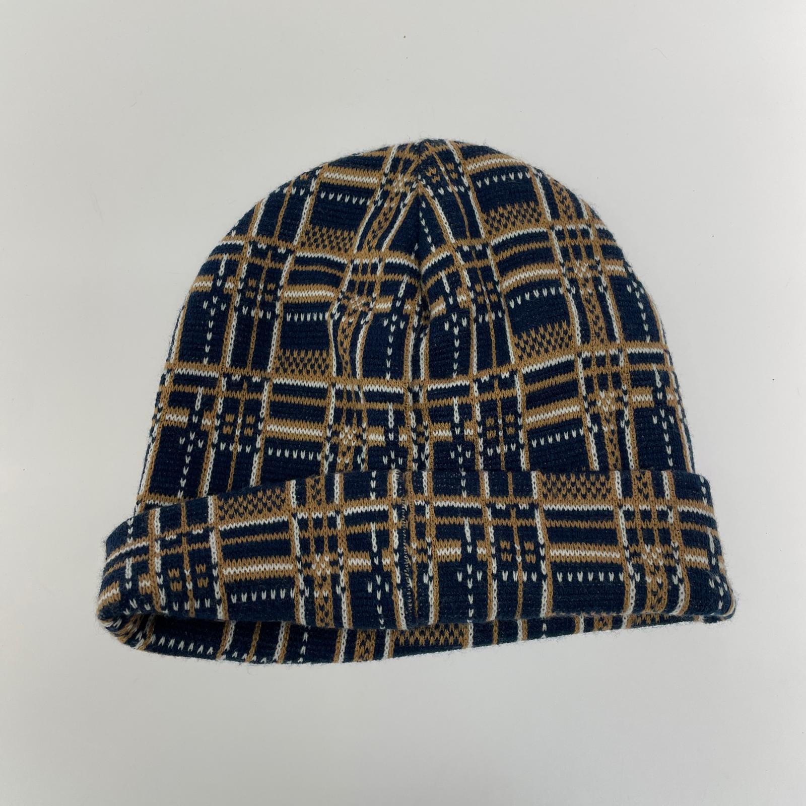 ニットキャップ 21AW Plaid Beanie ネイビー