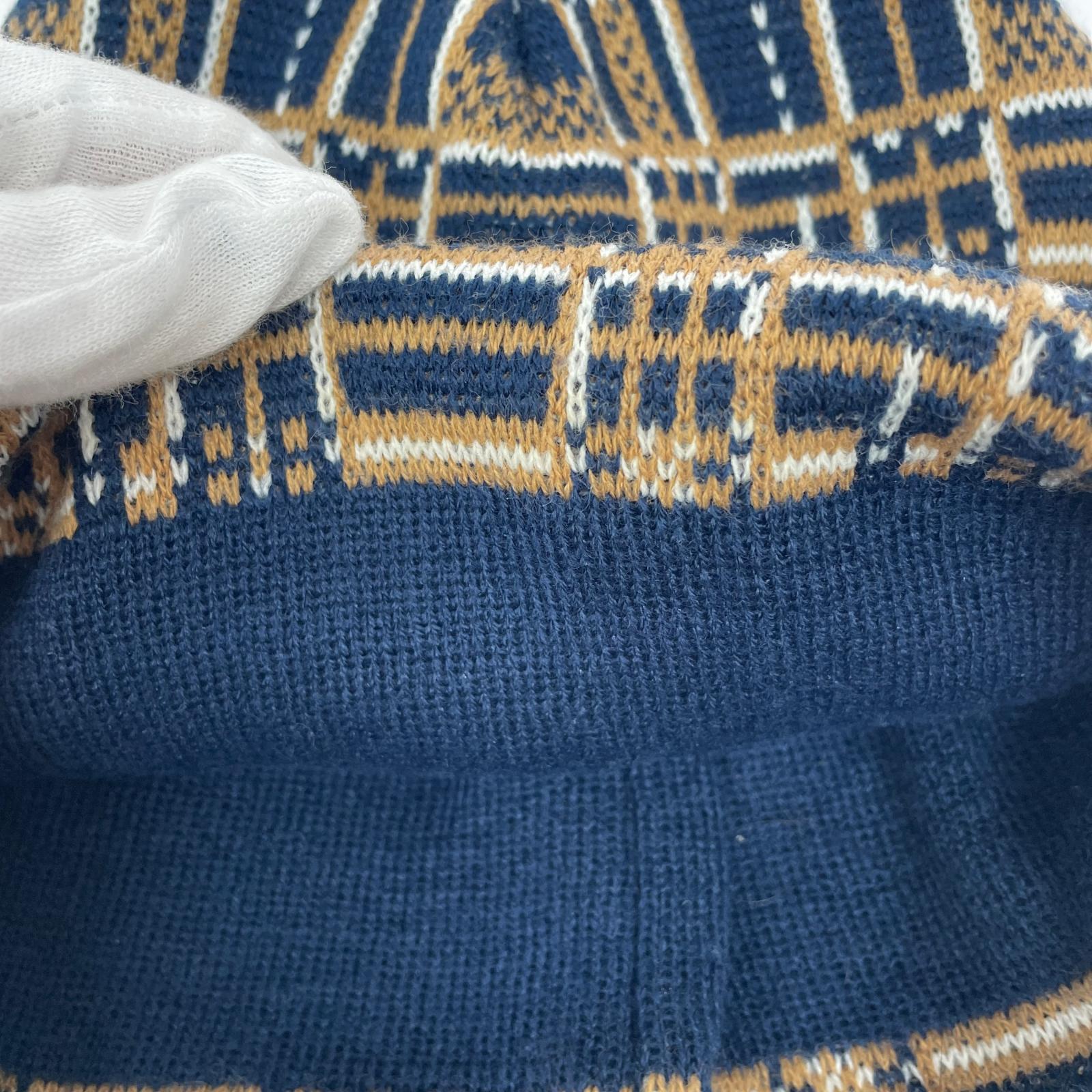ニットキャップ 21AW Plaid Beanie ネイビー