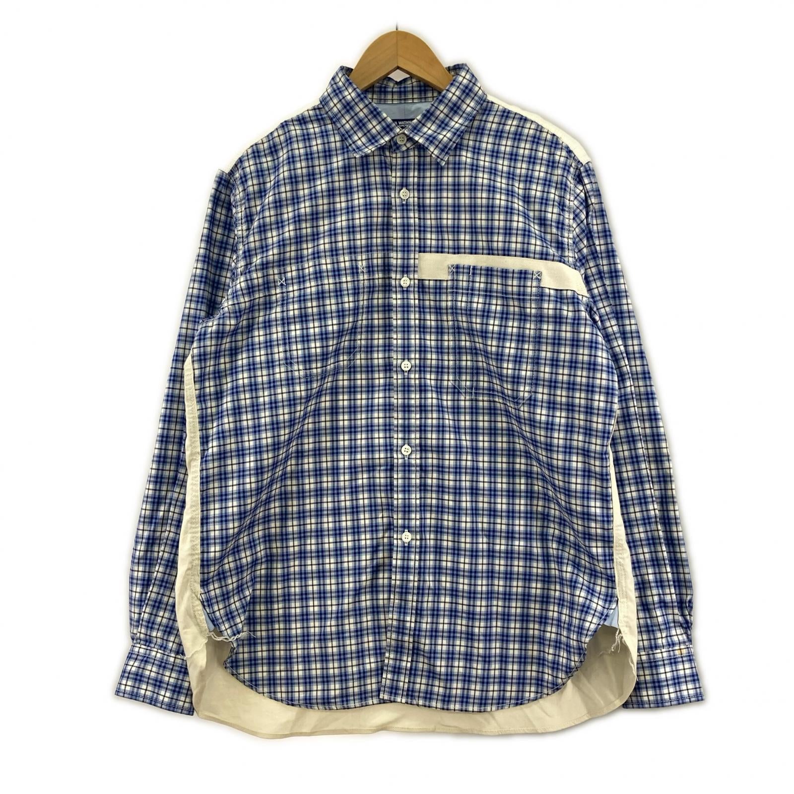 長袖シャツ JUNYA WATANABE COMME des GARCONS 切替デザイン エルボーパッチチェックシャツ S ブルー系 S