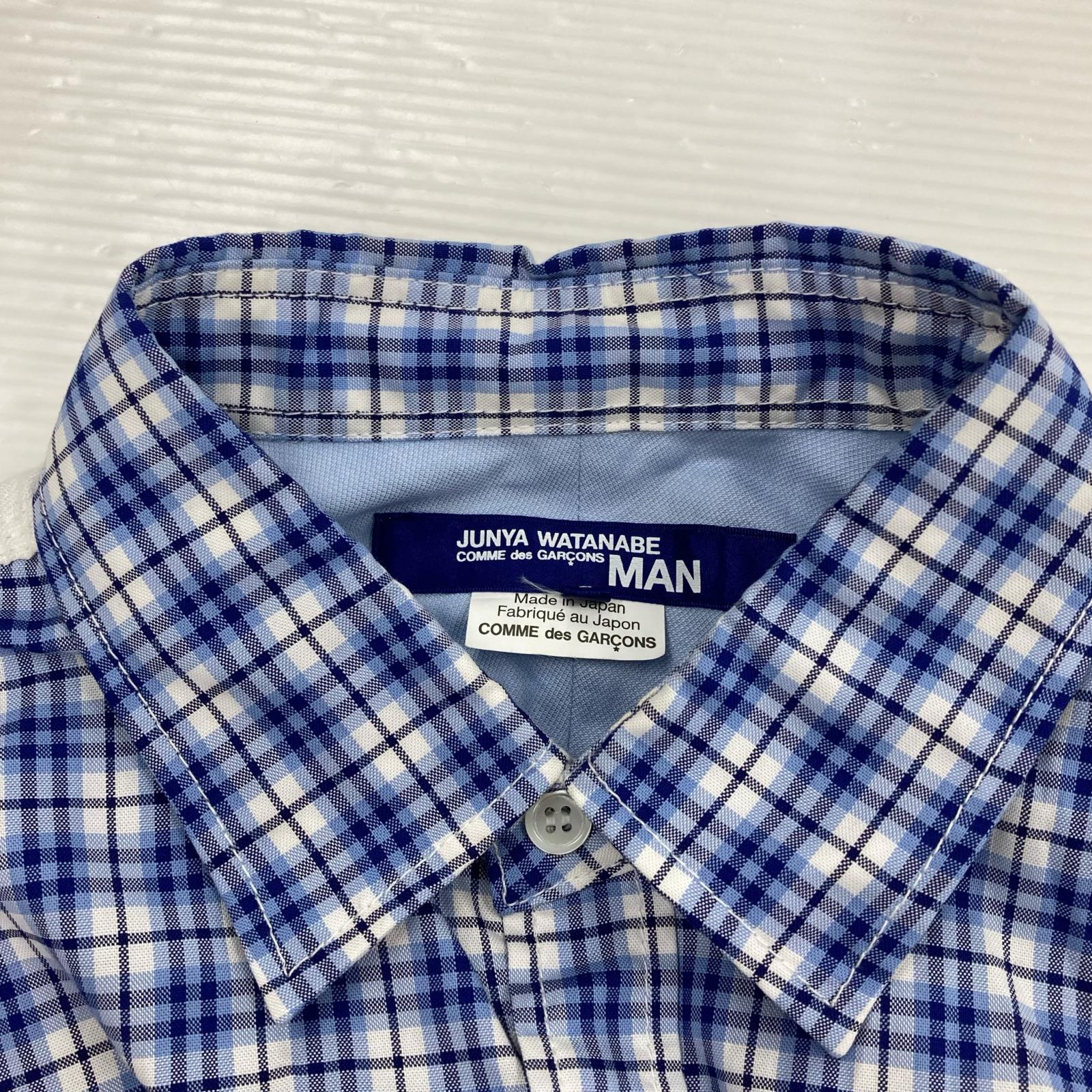 長袖シャツ JUNYA WATANABE COMME des GARCONS 切替デザイン エルボーパッチチェックシャツ S ブルー系 S