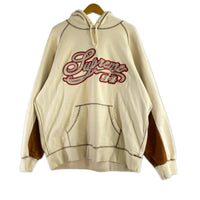 パーカー Paneled Script Hooded Sweatshirt/白 L ベージュ