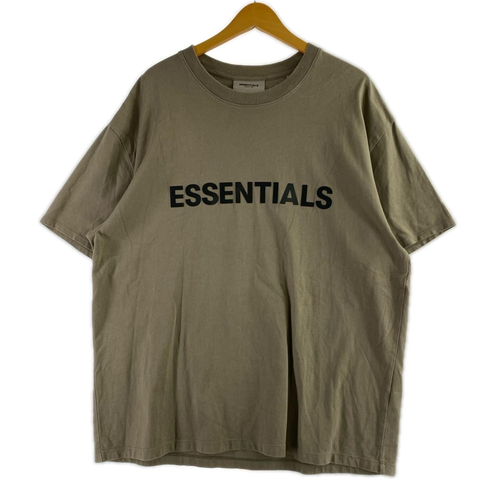 半袖Ｔシャツ ESSENTIALS FEAR OF GOD ﾗﾊﾞｰﾛｺﾞ S/STシャツ ﾁｬｺ-ﾙ (M) M カーキ