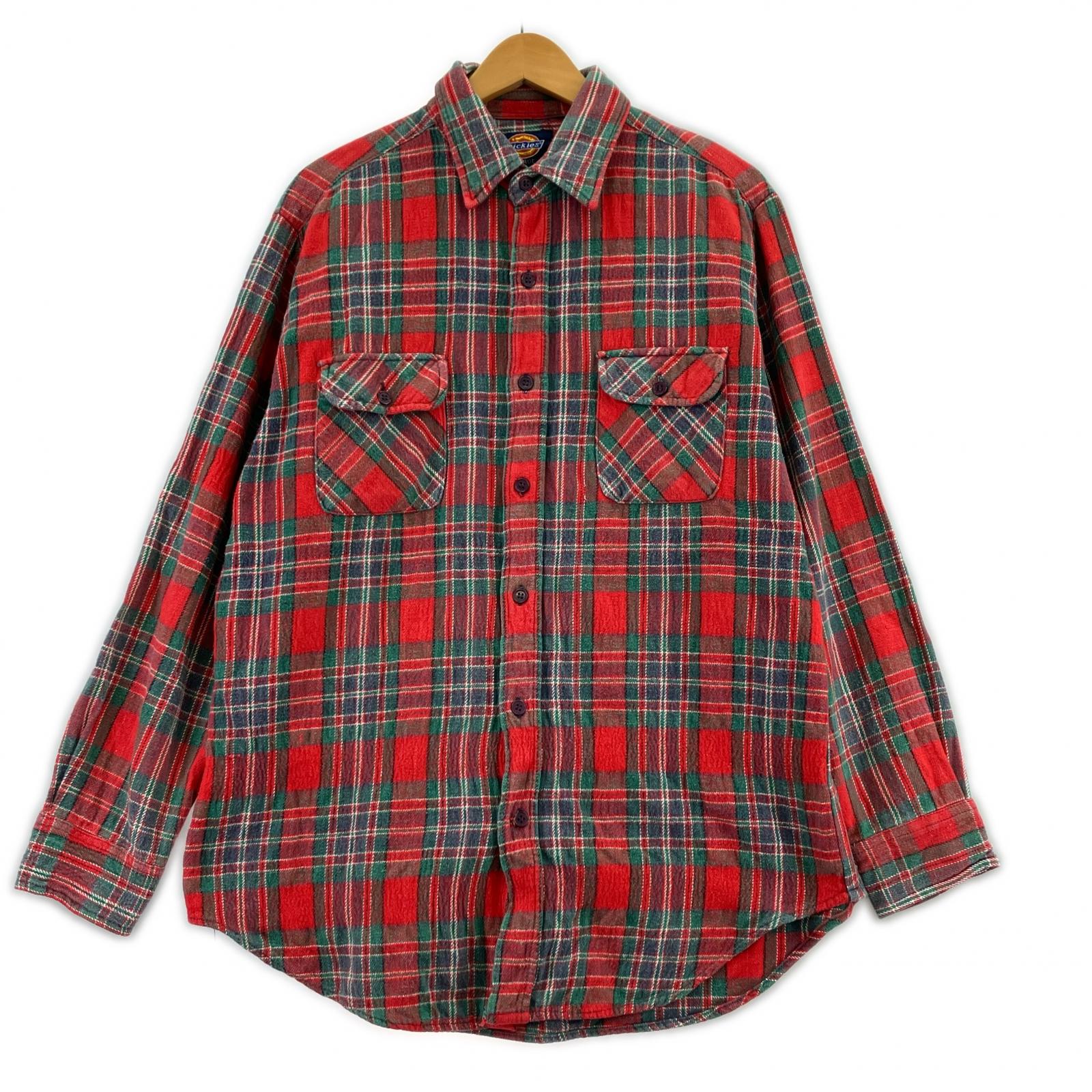 長袖シャツ 90s チェックシャツ 赤(L) L レッド