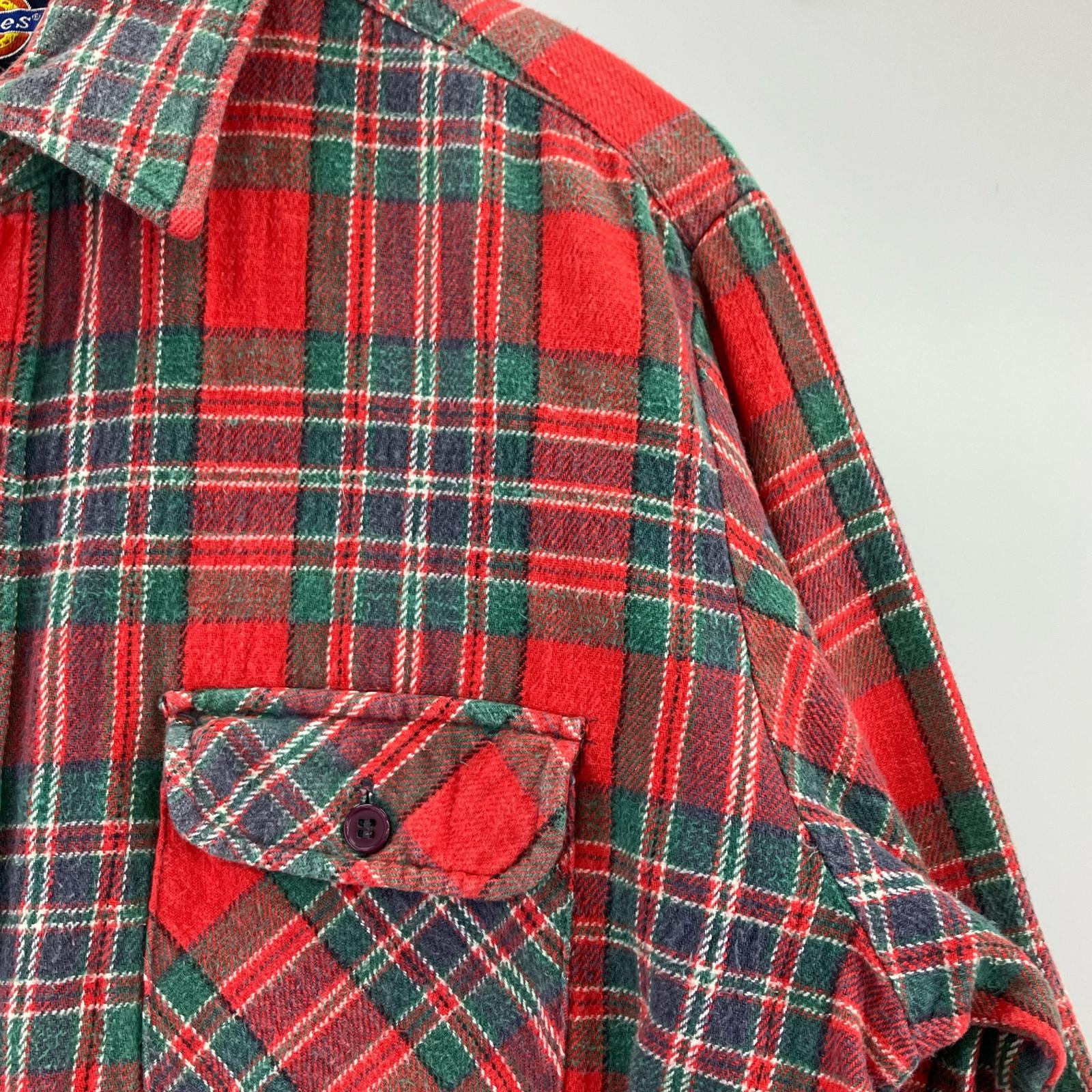長袖シャツ 90s チェックシャツ 赤(L) L レッド