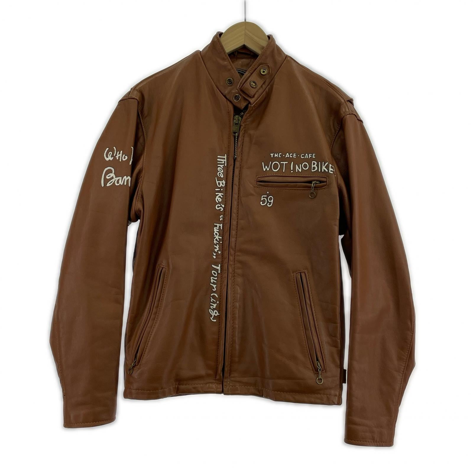 レザージャケット schott ペイント シングルライダース 36 ブラウン