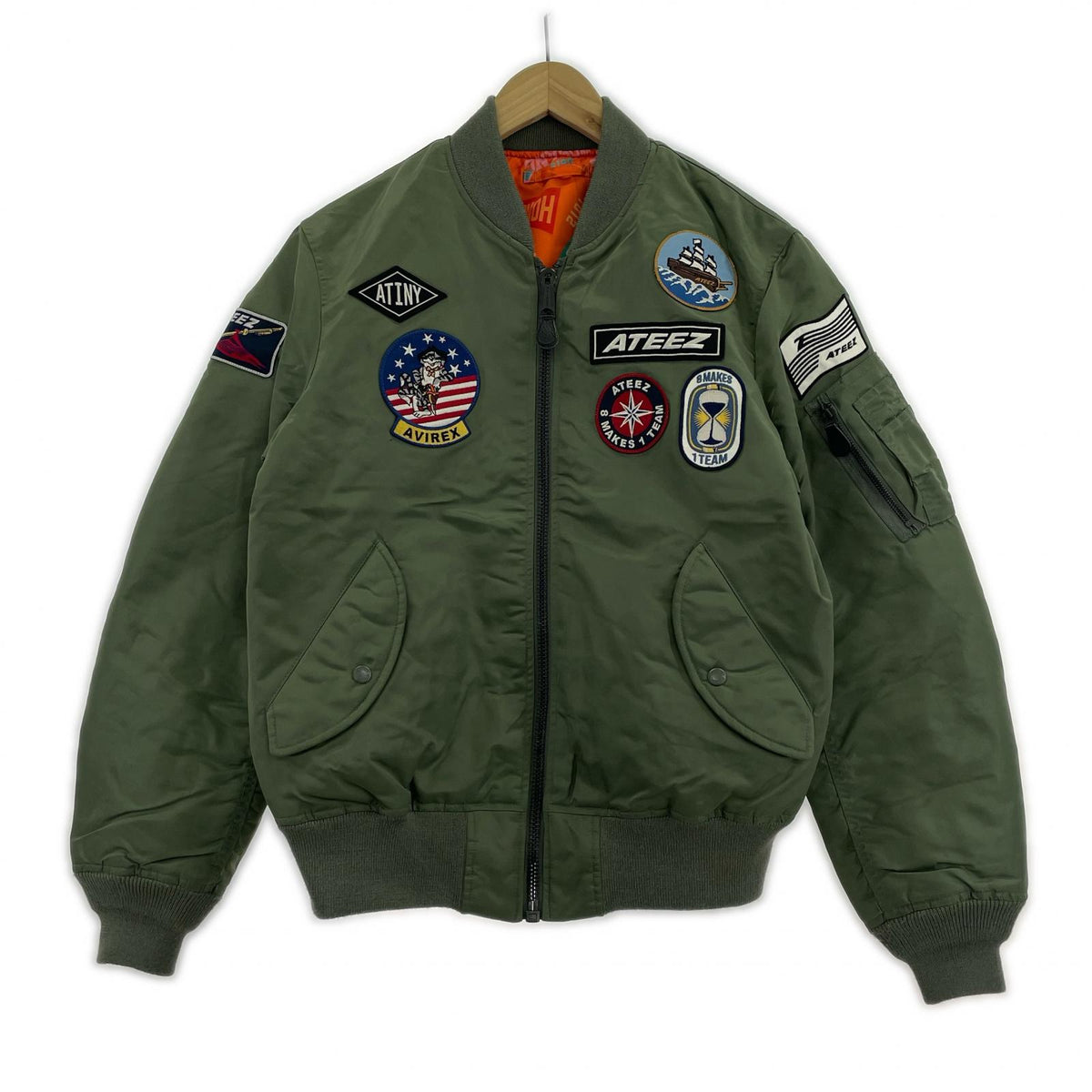 ジャケット × ATEEZ REVERSIBLE MA-1 リバーシブル カーキ (L) L カーキ