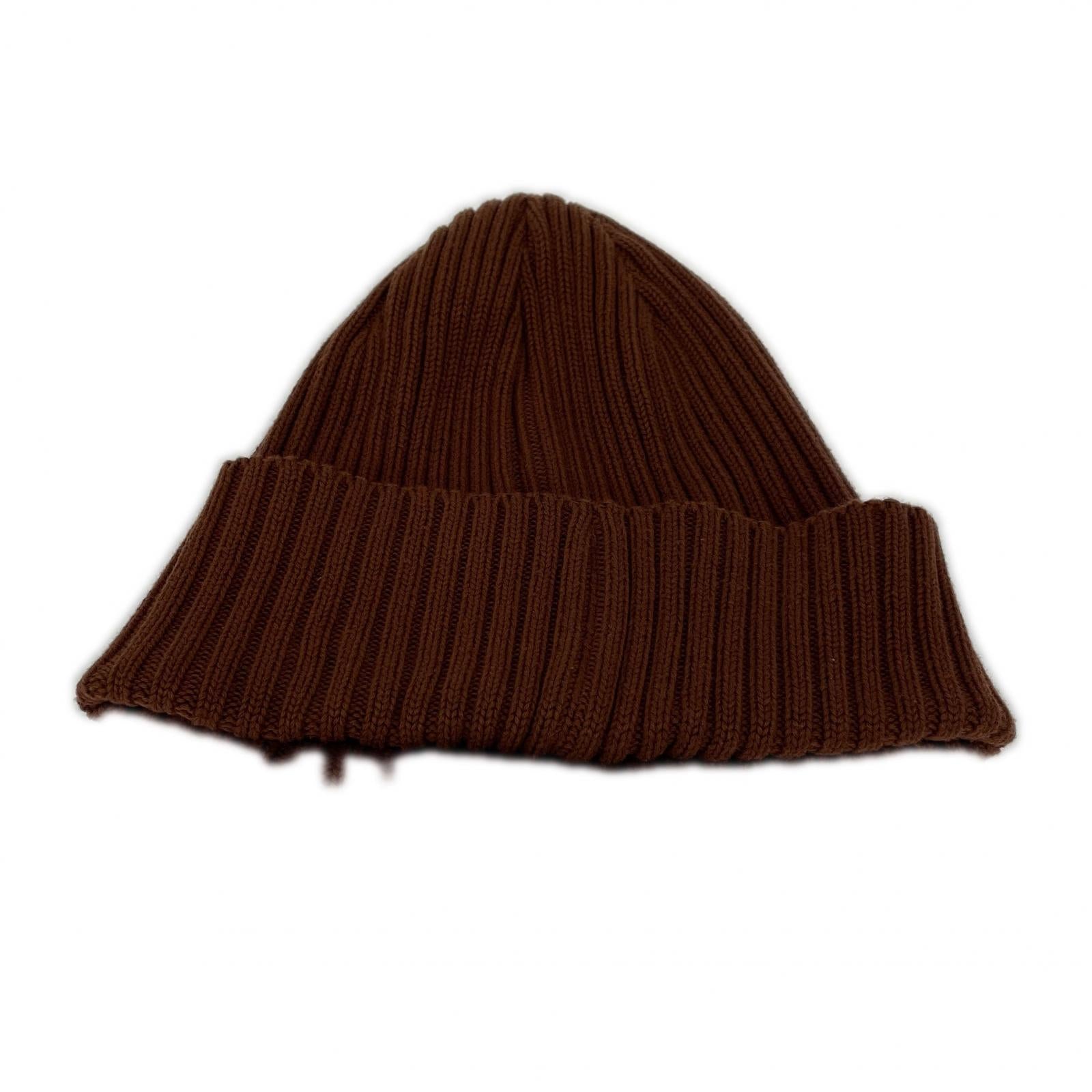 ニットキャップ overdyed ribbed beanie 茶 ブラウン