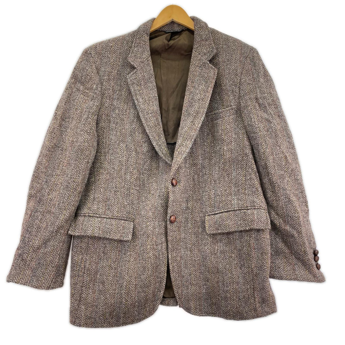 テーラードジャケット HARRIS TWEED ﾍﾘﾝﾎﾞｰﾝ 米国製 ブラウン