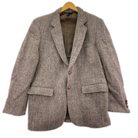 テーラードジャケット HARRIS TWEED ﾍﾘﾝﾎﾞｰﾝ 米国製 ブラウン