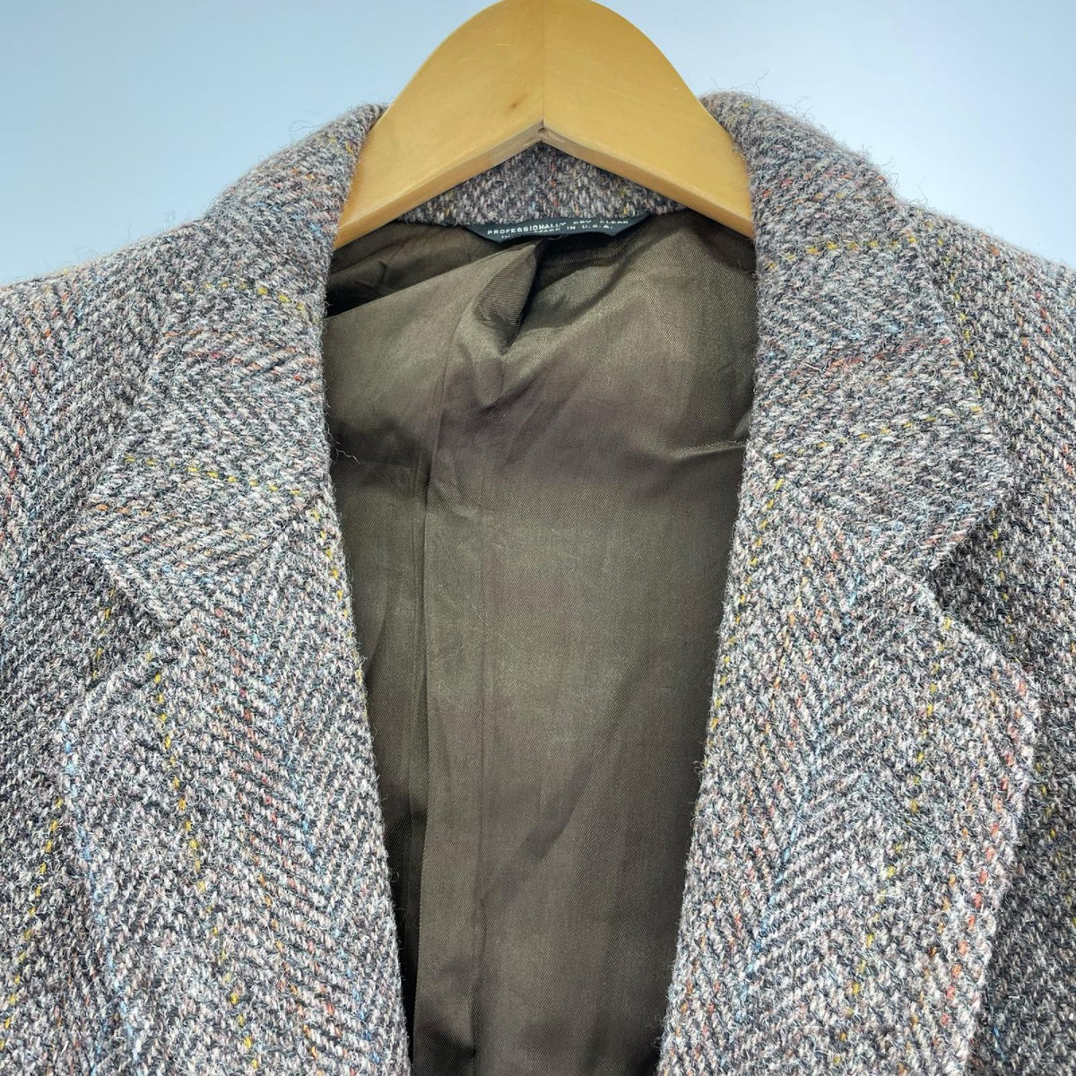 テーラードジャケット HARRIS TWEED ﾍﾘﾝﾎﾞｰﾝ 米国製 ブラウン