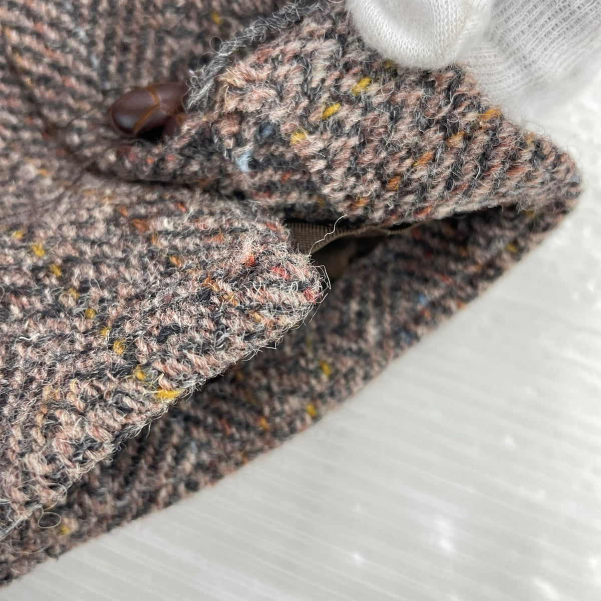 テーラードジャケット HARRIS TWEED ﾍﾘﾝﾎﾞｰﾝ 米国製 ブラウン