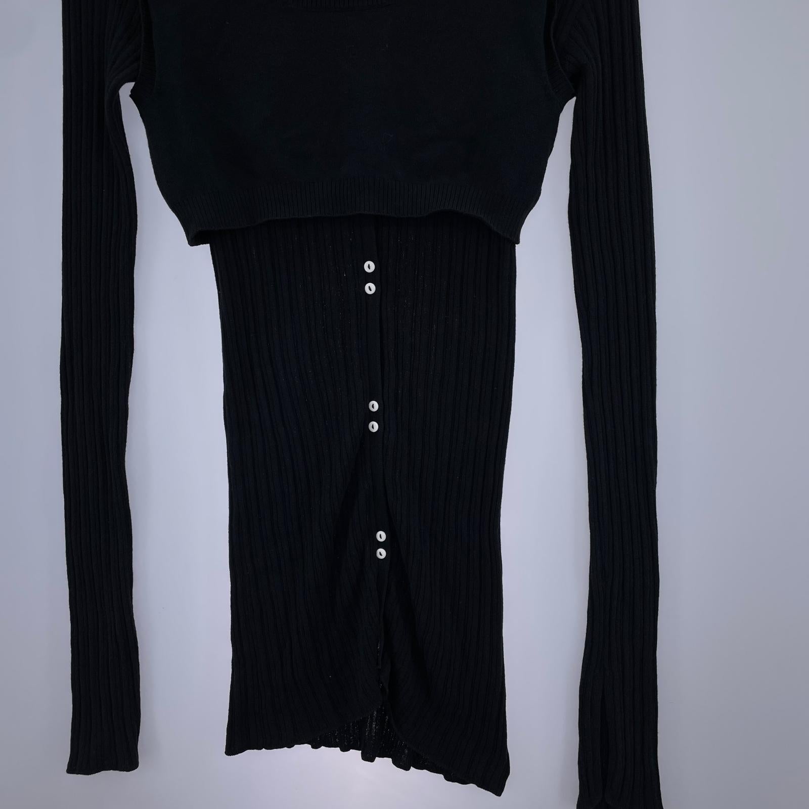 長袖シャツ CREDONA KNIT BUSTIER LONG SHIRTS ブラック