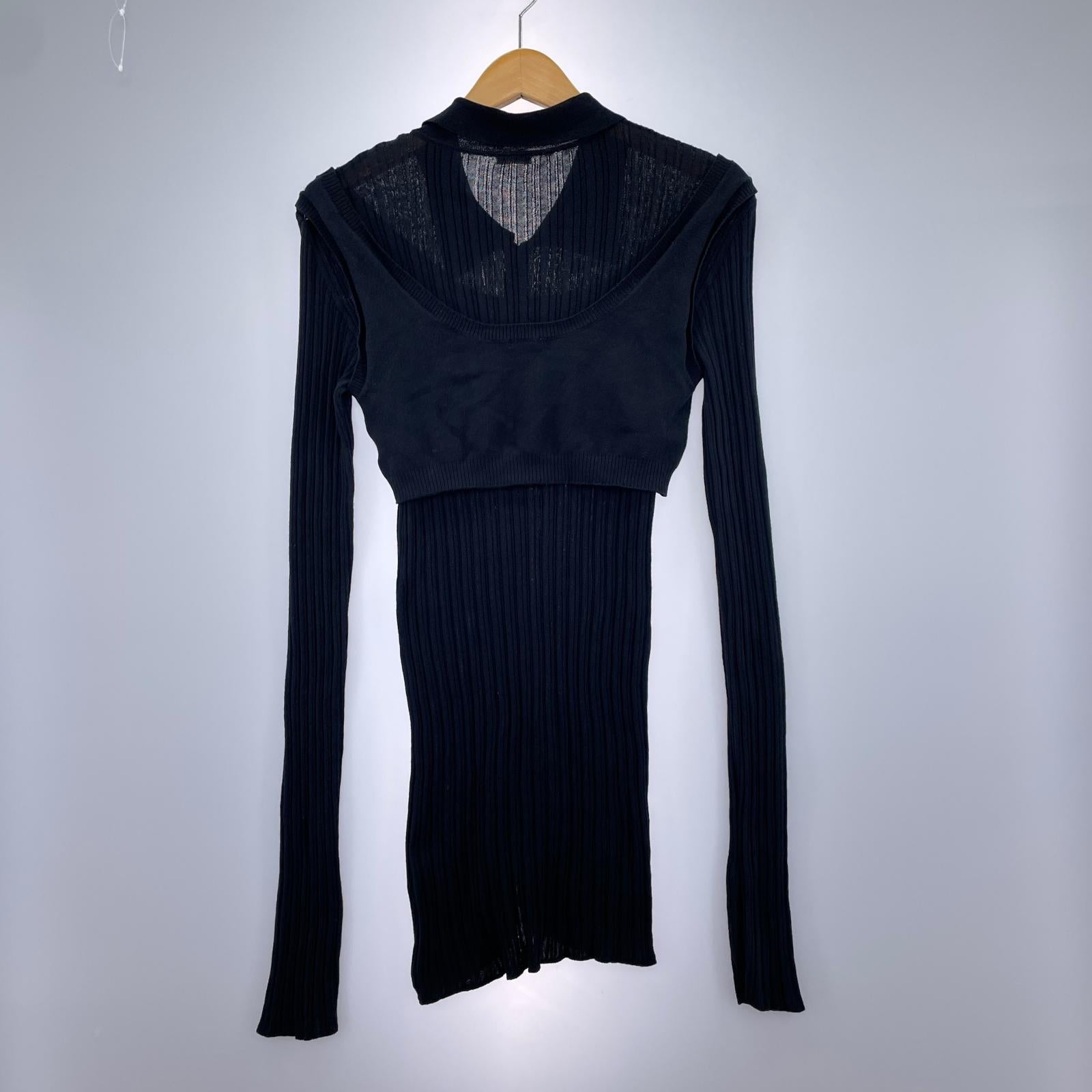 長袖シャツ CREDONA KNIT BUSTIER LONG SHIRTS ブラック