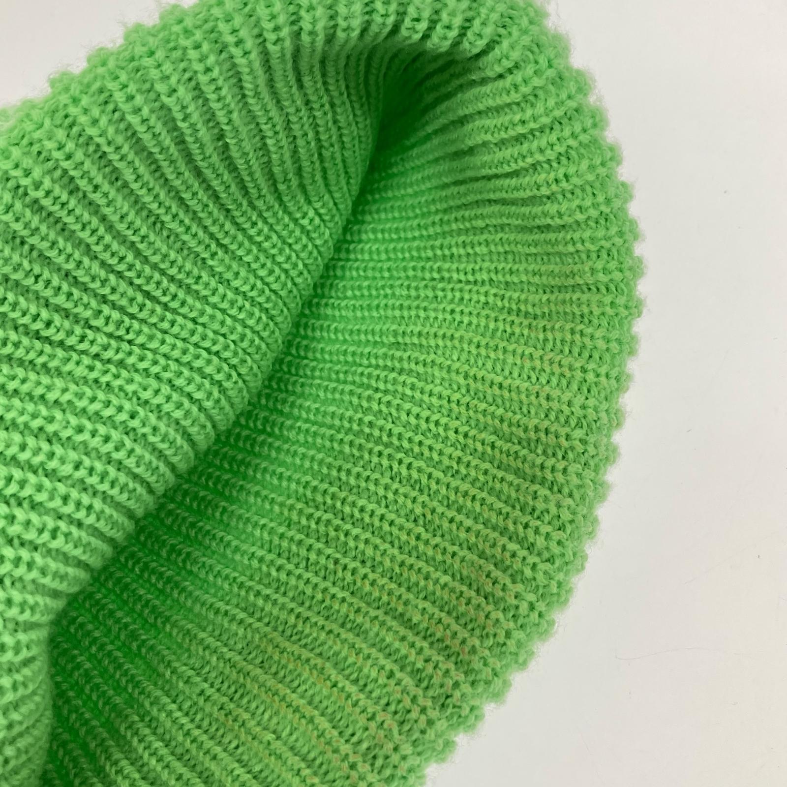 ニットキャップ 刺繍ロゴ ライトグリーン
