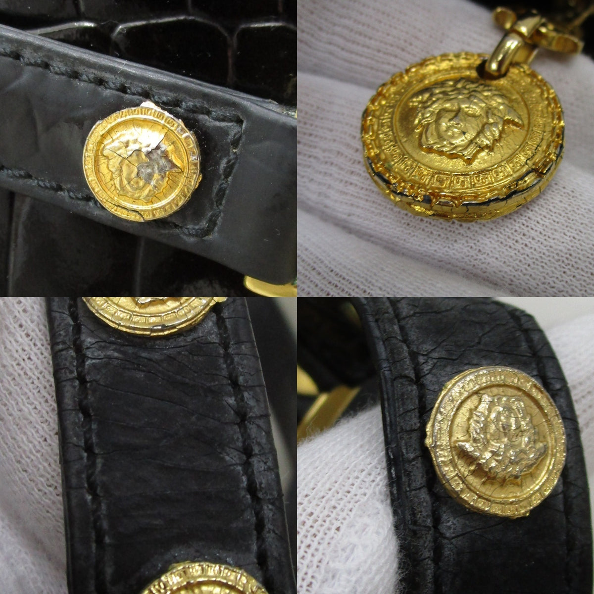 VERSACE メデューサ クロコショルダーバッグ 黒