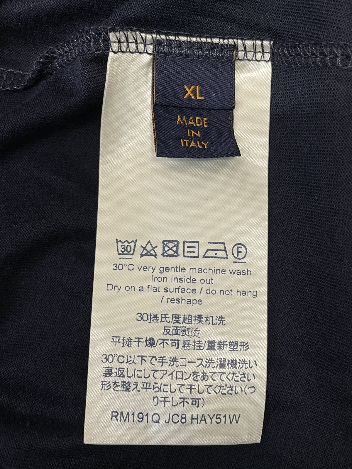 LOUIS VUITTON ｻｰｸﾙLV刺繍 Vﾈｯｸｶｯﾄｿｰ XL 紺 RM191Q JC8 HAY51W