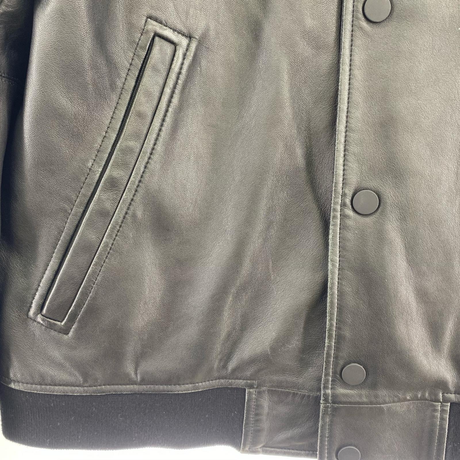 レザージャケット VARSITY jacket ラムレザー　ブルゾン S ブラック