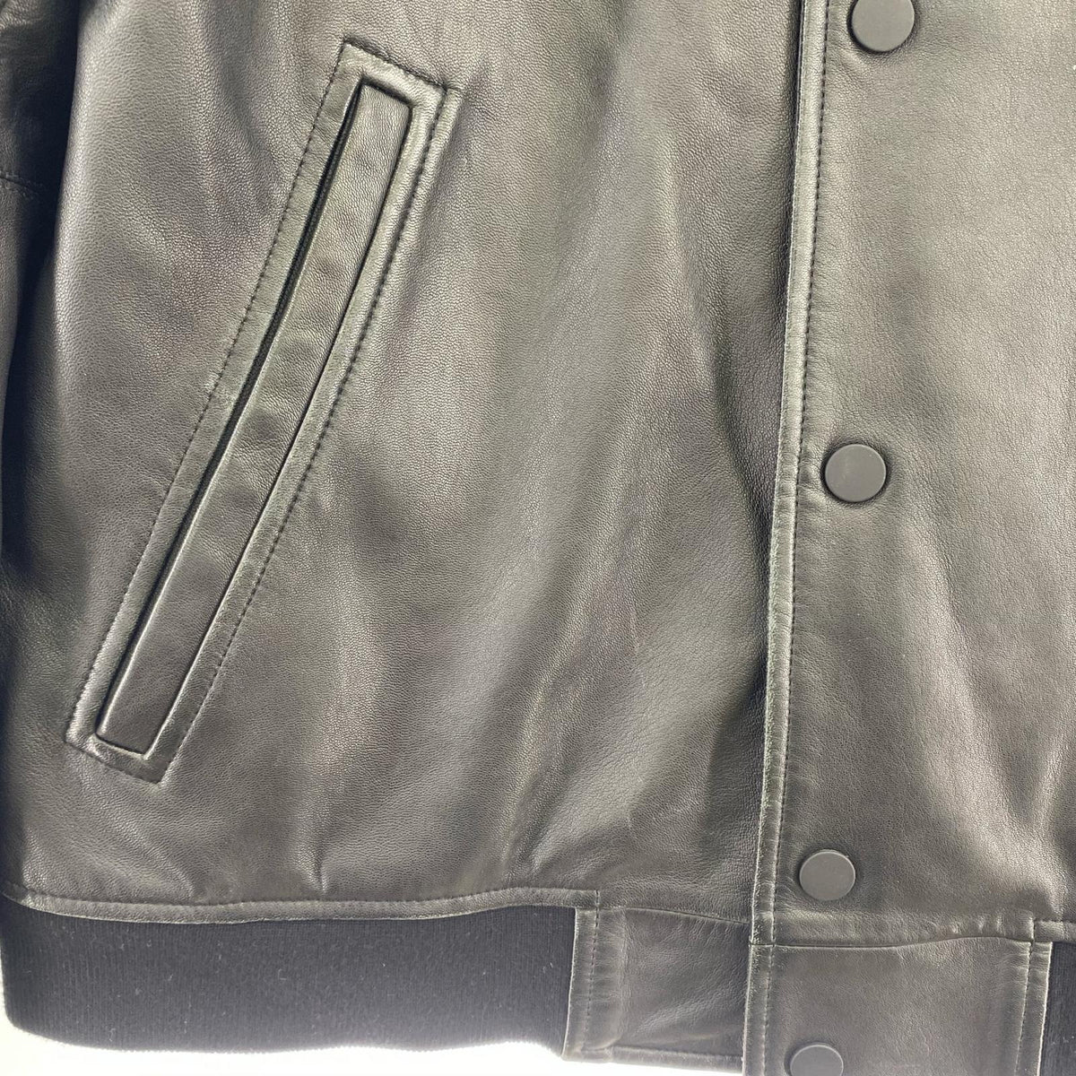 レザージャケット VARSITY jacket ﾗﾑﾚｻﾞｰ　ﾌﾞﾙｿﾞﾝ S ブラック