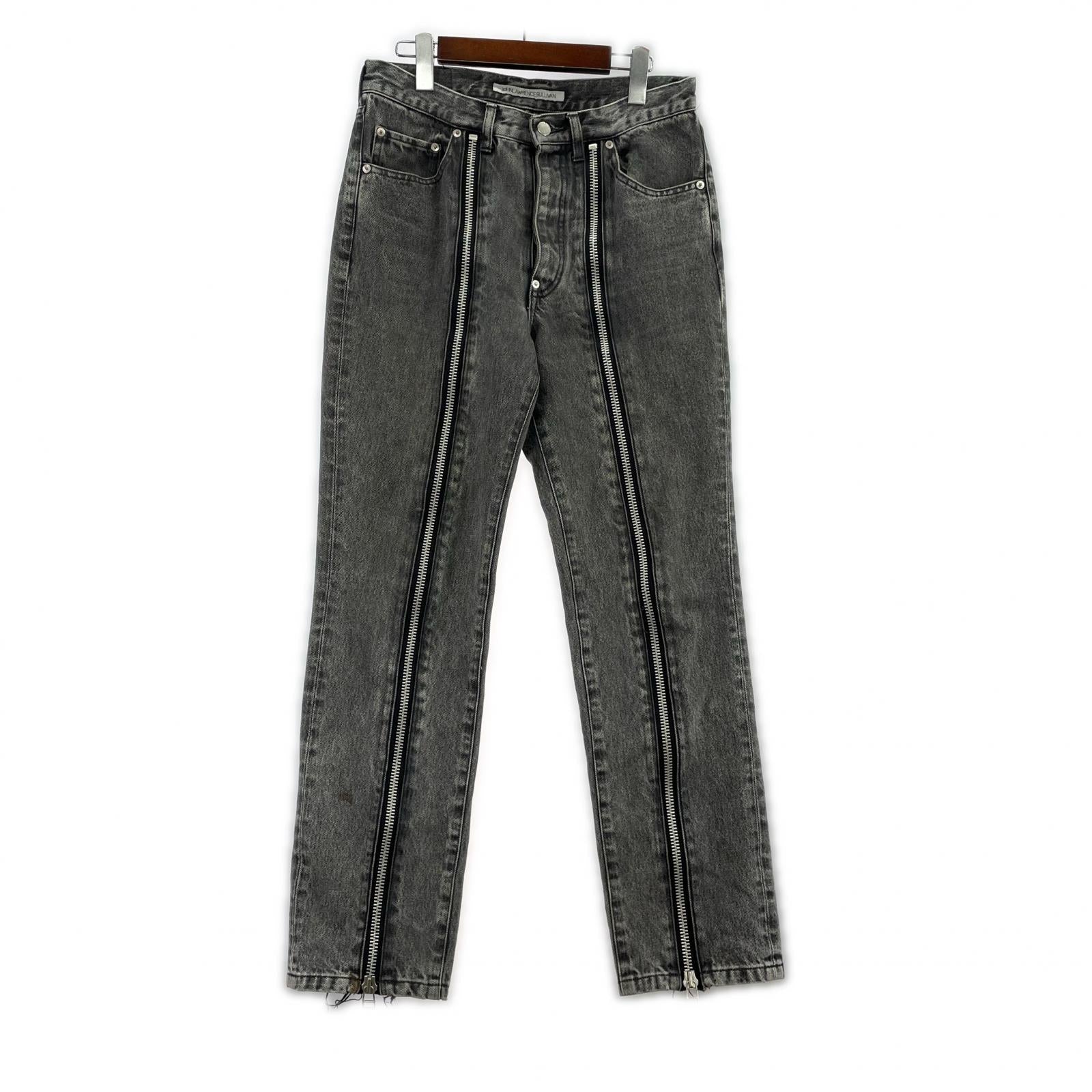 デニムパンツ BLEACHED DENIM ZIPPED PANTS 【46】 46 ブラック