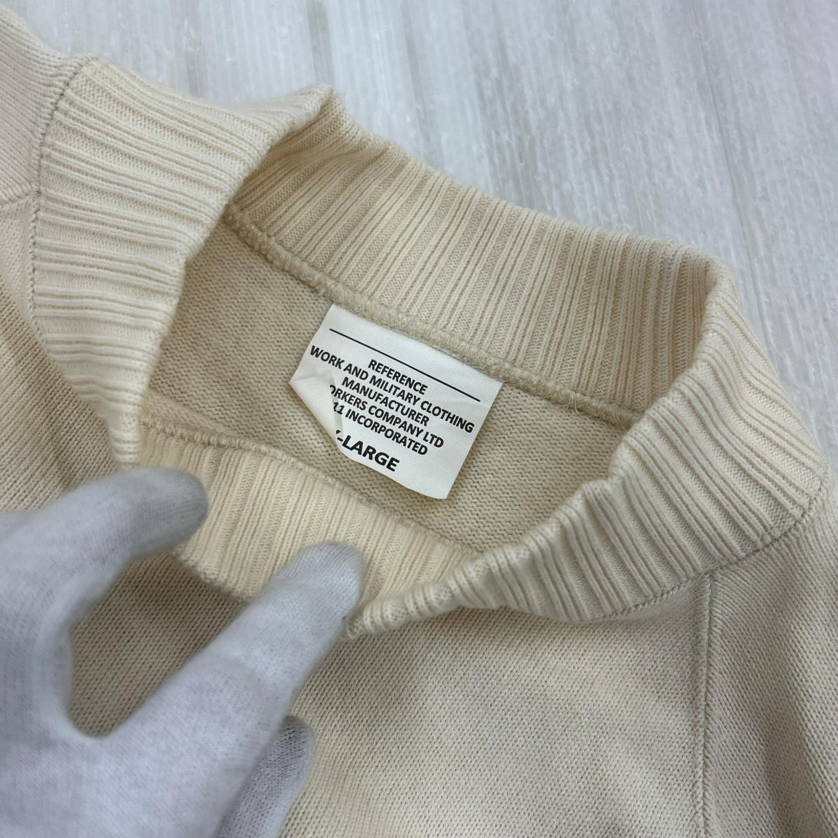 ニット WORKERS Cotton Saddle Shoulder Sweater ホワイト