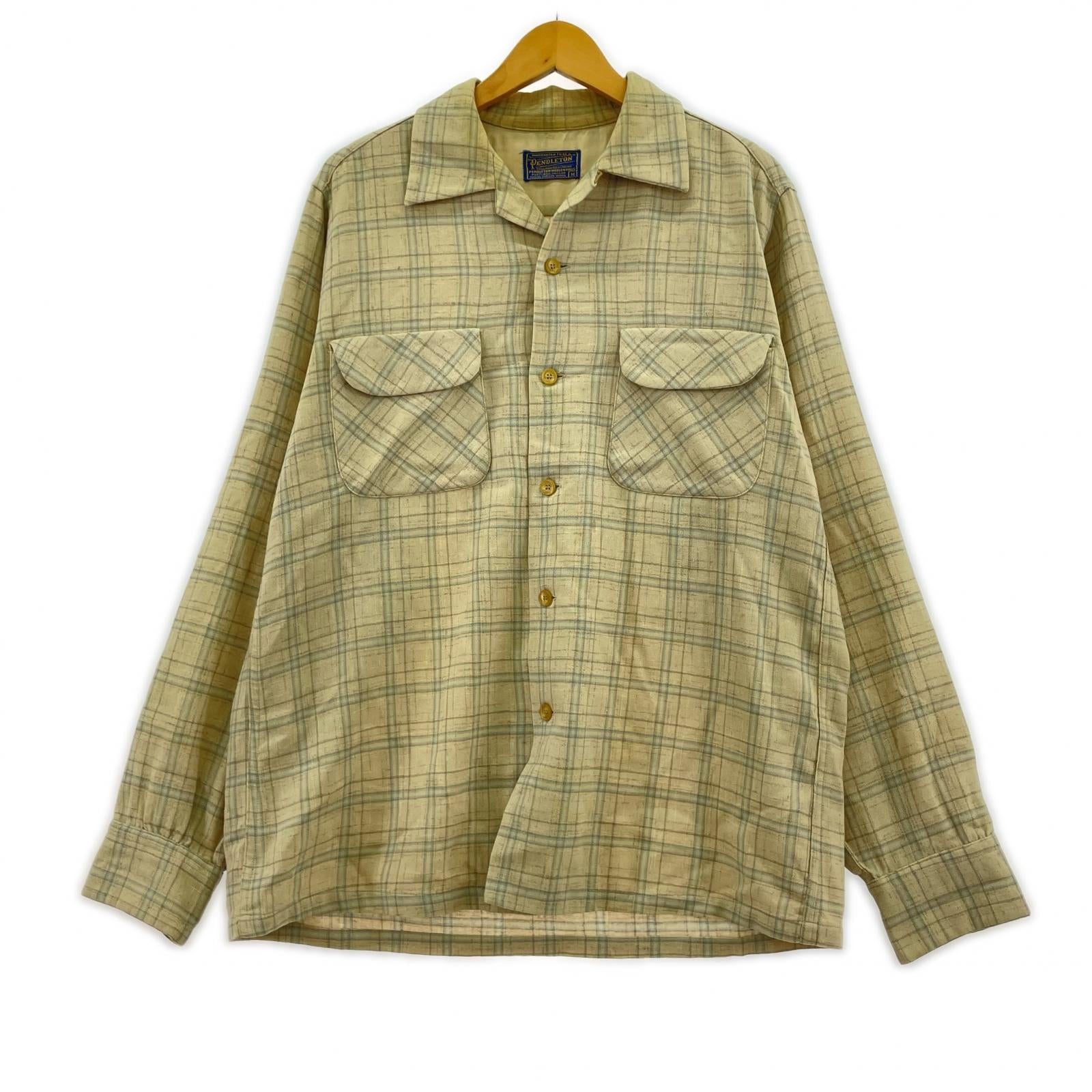 長袖シャツ 50s チェックシャツ エルボーパッチ M